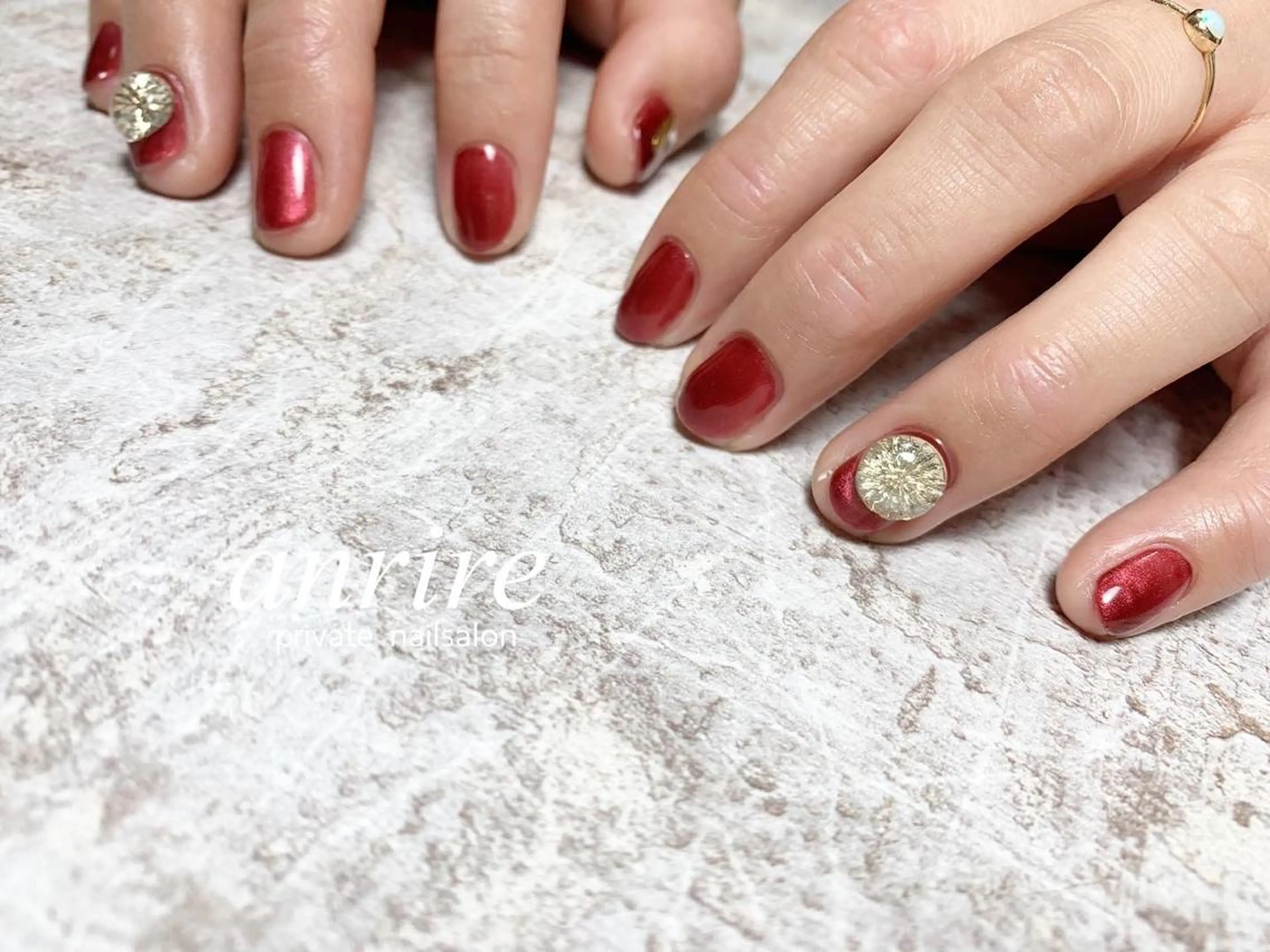 ネイル ボルドー ジェルネイル ワンカラーネイル パラジェル ショートネイル ハンドネイル nailsalon anrireのネイルデザイン