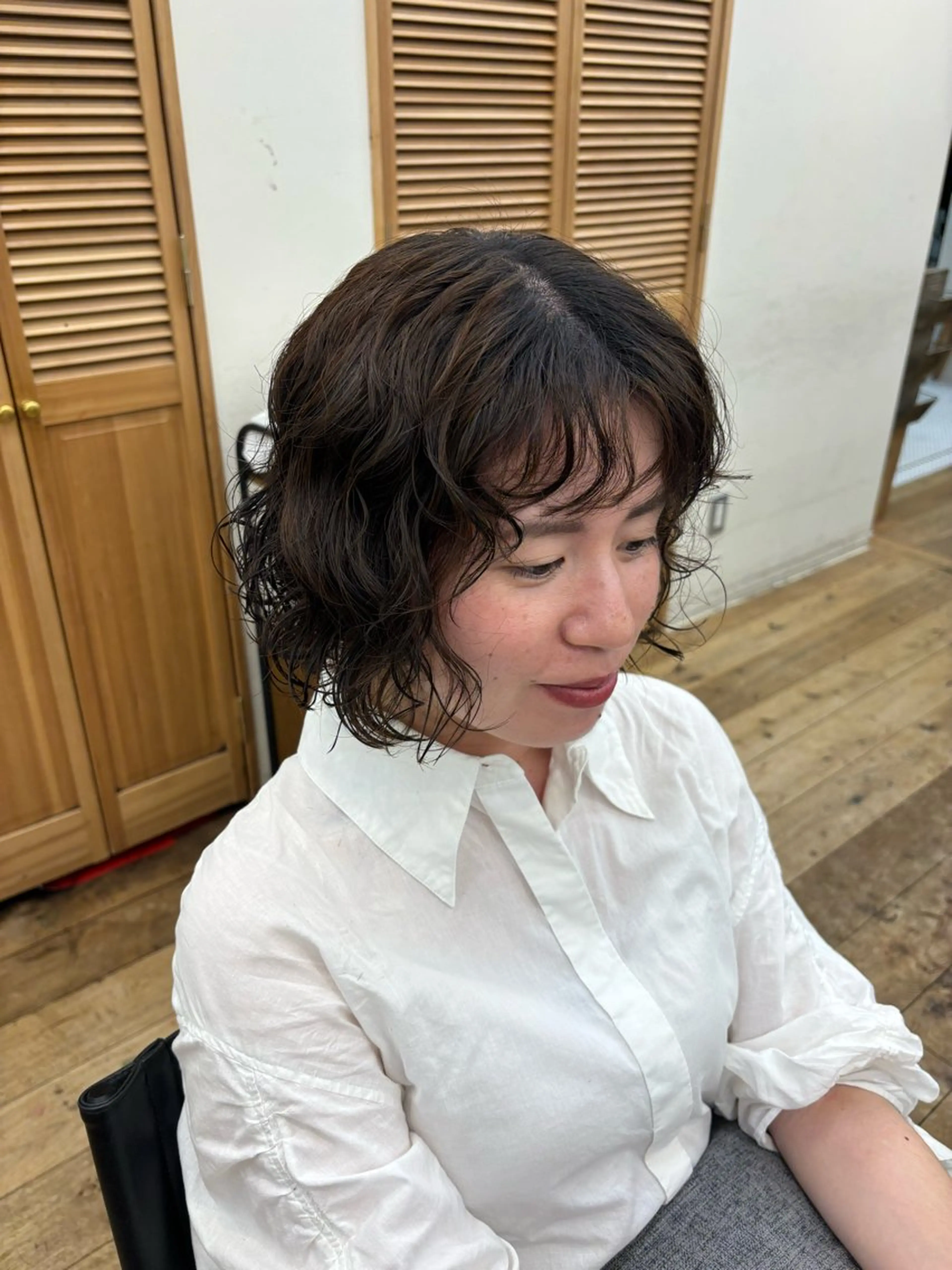 ミディアム パーマ カット パーマ よこやま なぎさのヘアスタイル