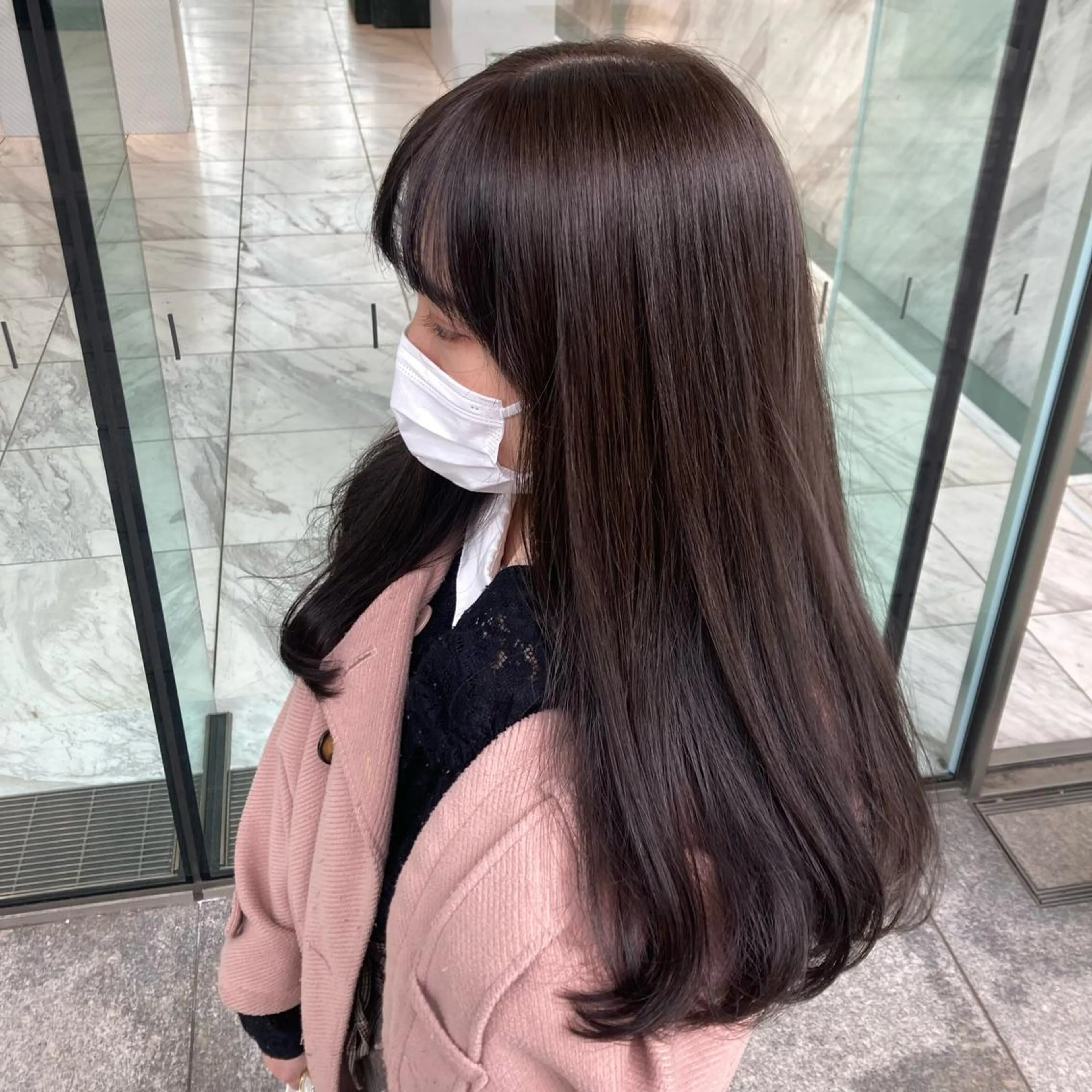 ロング カラー ショコラグレージュ グレージュ カット ヘアカラー トリートメント 💖ブリーチなし透明 感💖ASAHIのヘアスタイル