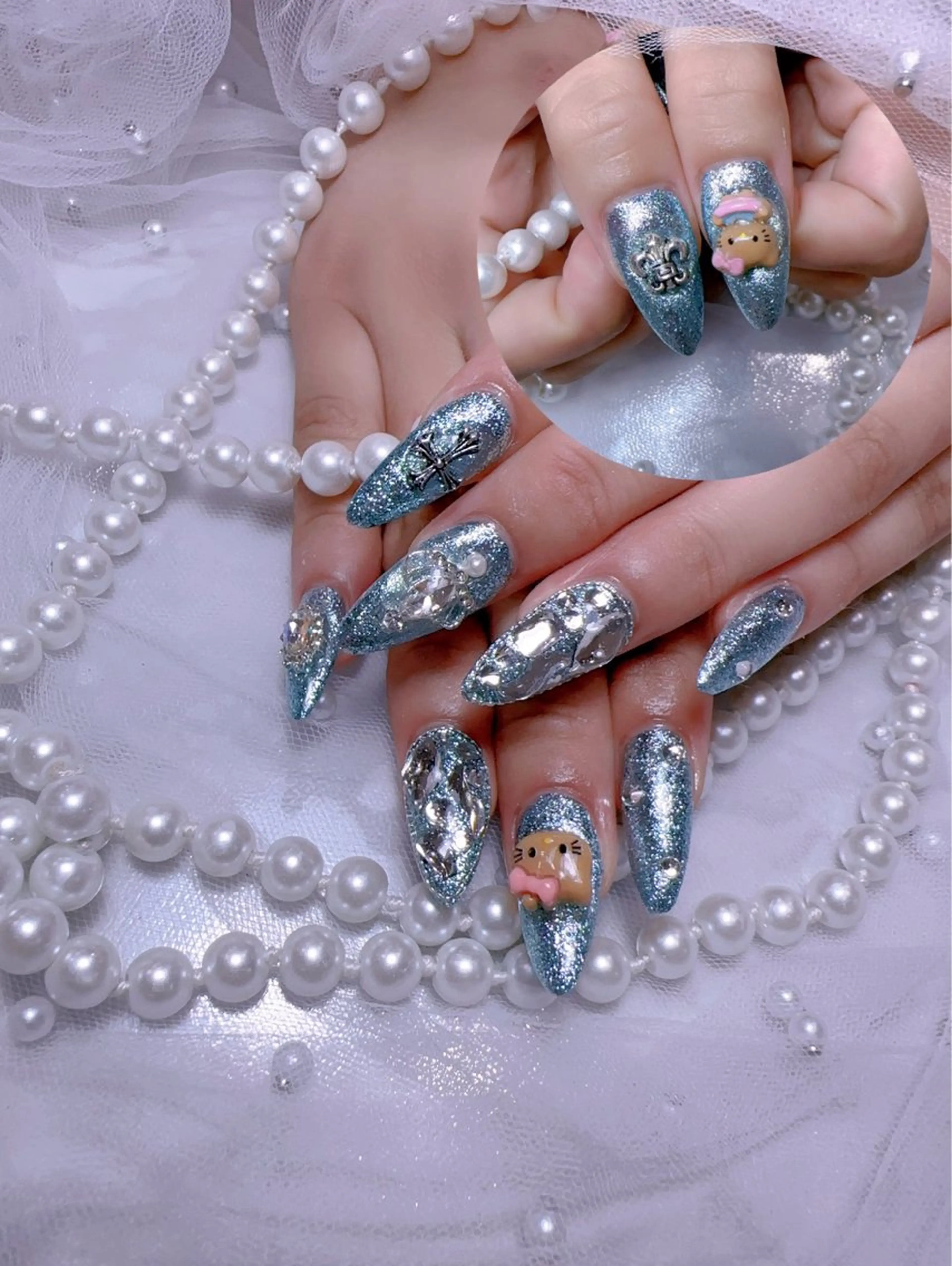 ネイル アートネイル フラッシュネイル フレンチネイル ジェルネイル ガラスフレンチ ハンドネイル You&Me Miyuのネイルデザイン