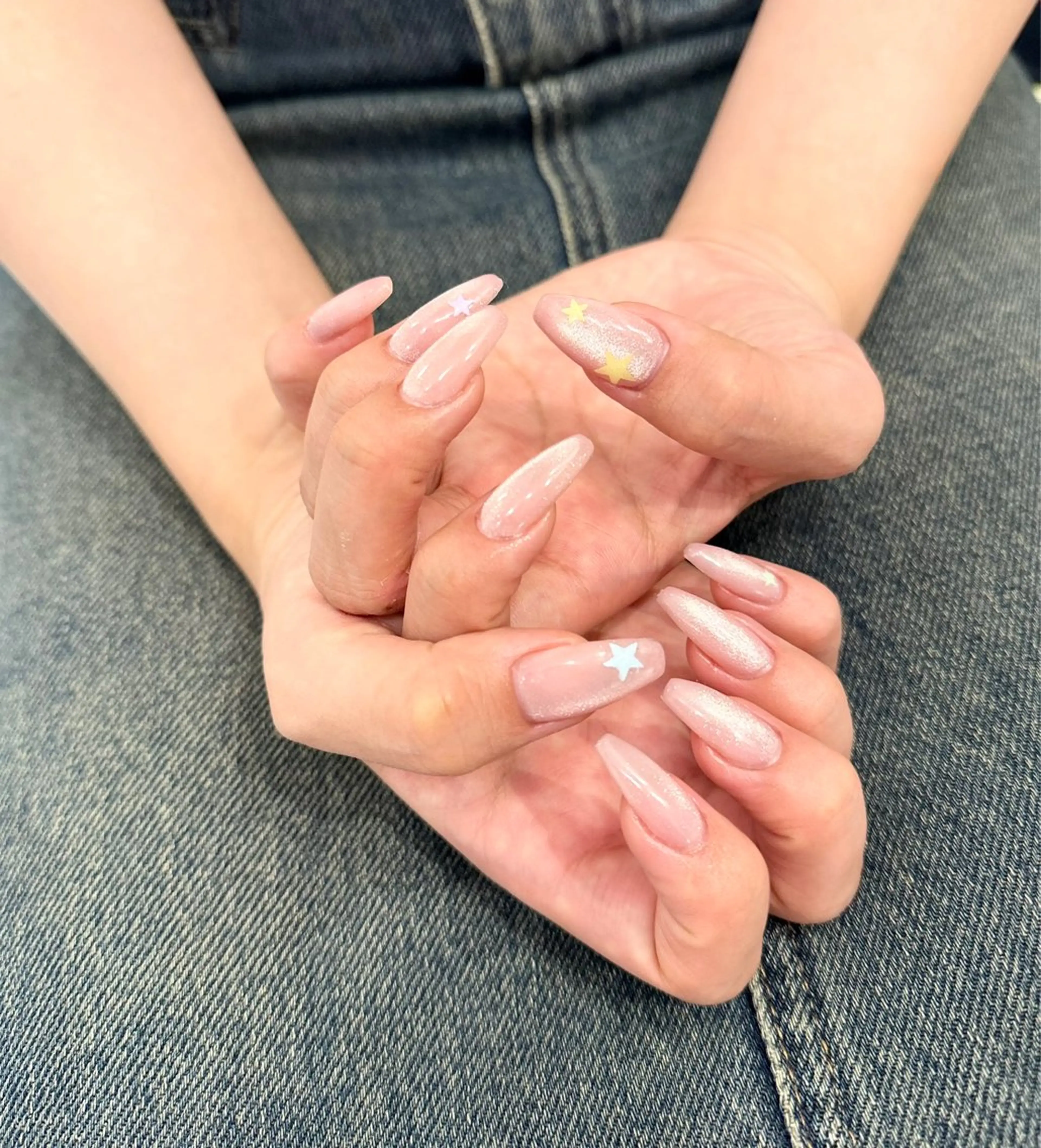 ネイル 長さ出し ジェルネイル マグネットネイル メンズネイル ピンク ハンドネイル MIMnail メンズネイリストのネイルデザイン
