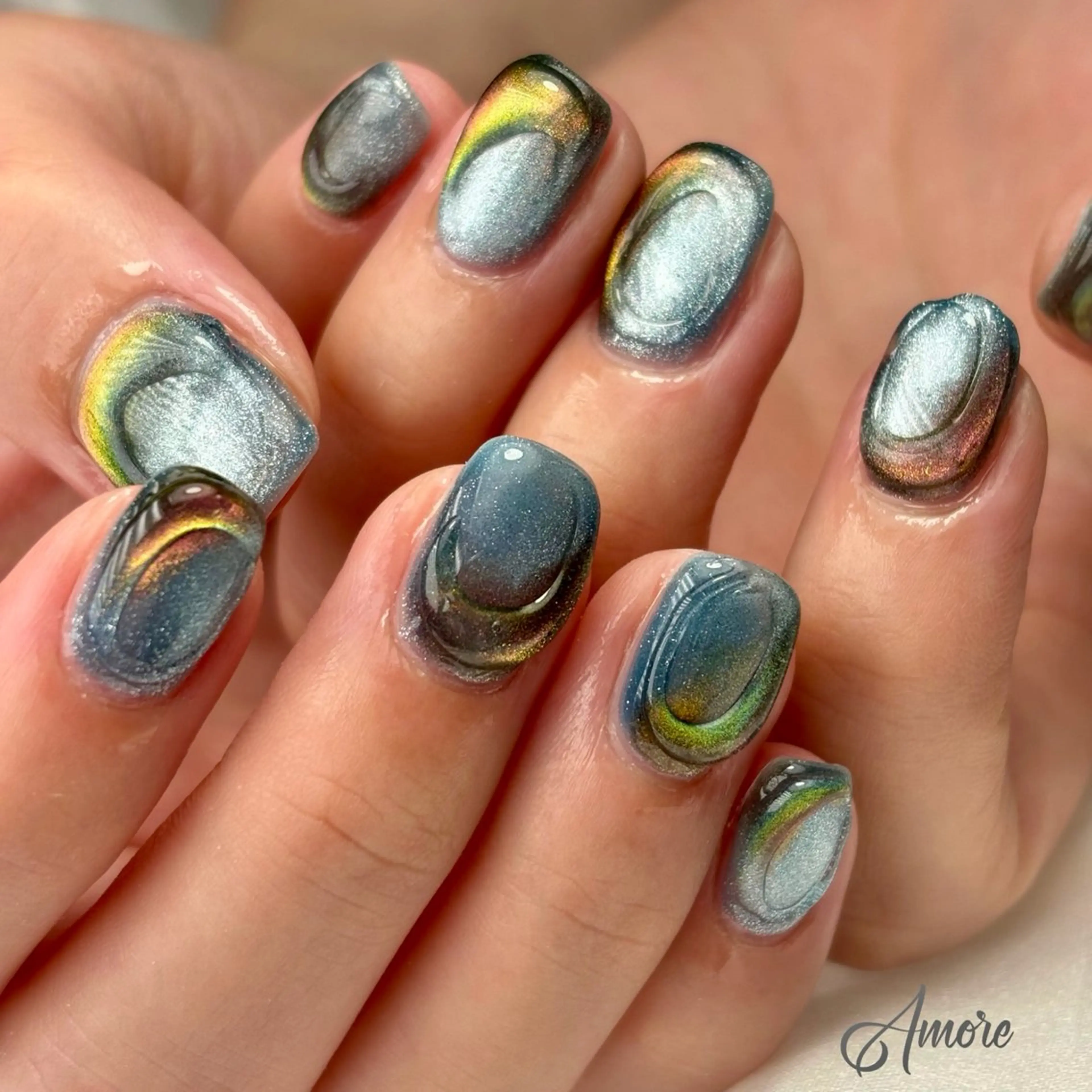 ネイル ジェルネイル キラキラネイル 韓国ネイル マグネットネイル パラジェル You kyehwaのネイルデザイン