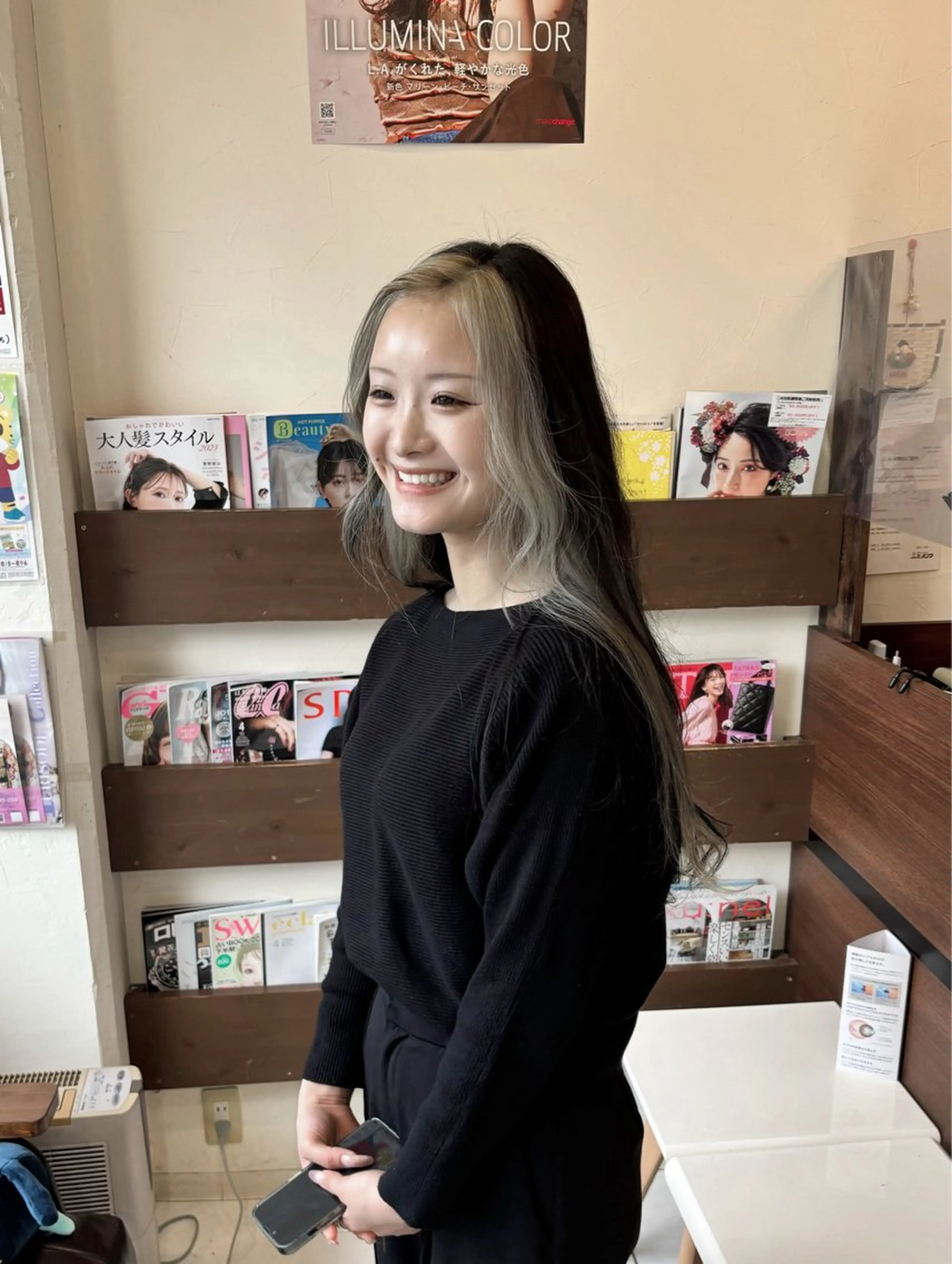 ロング カラー ミストバング 顔周りカット ヘアカラー 小野 友暉のヘアスタイル