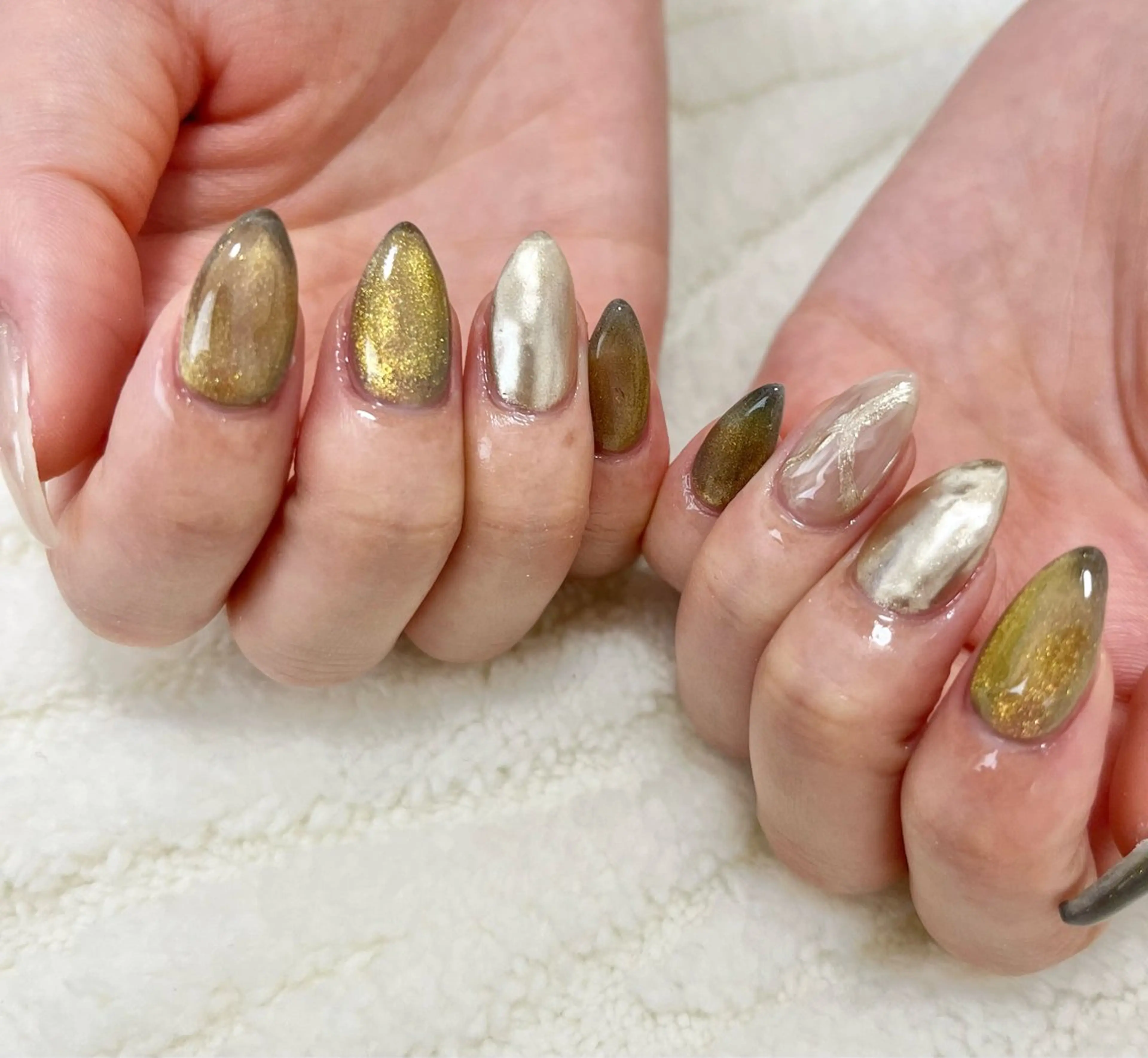 ネイル マグネットネイル ミラーネイル シンプルネイル ハンドネイル わたなべ さやかのネイルデザイン