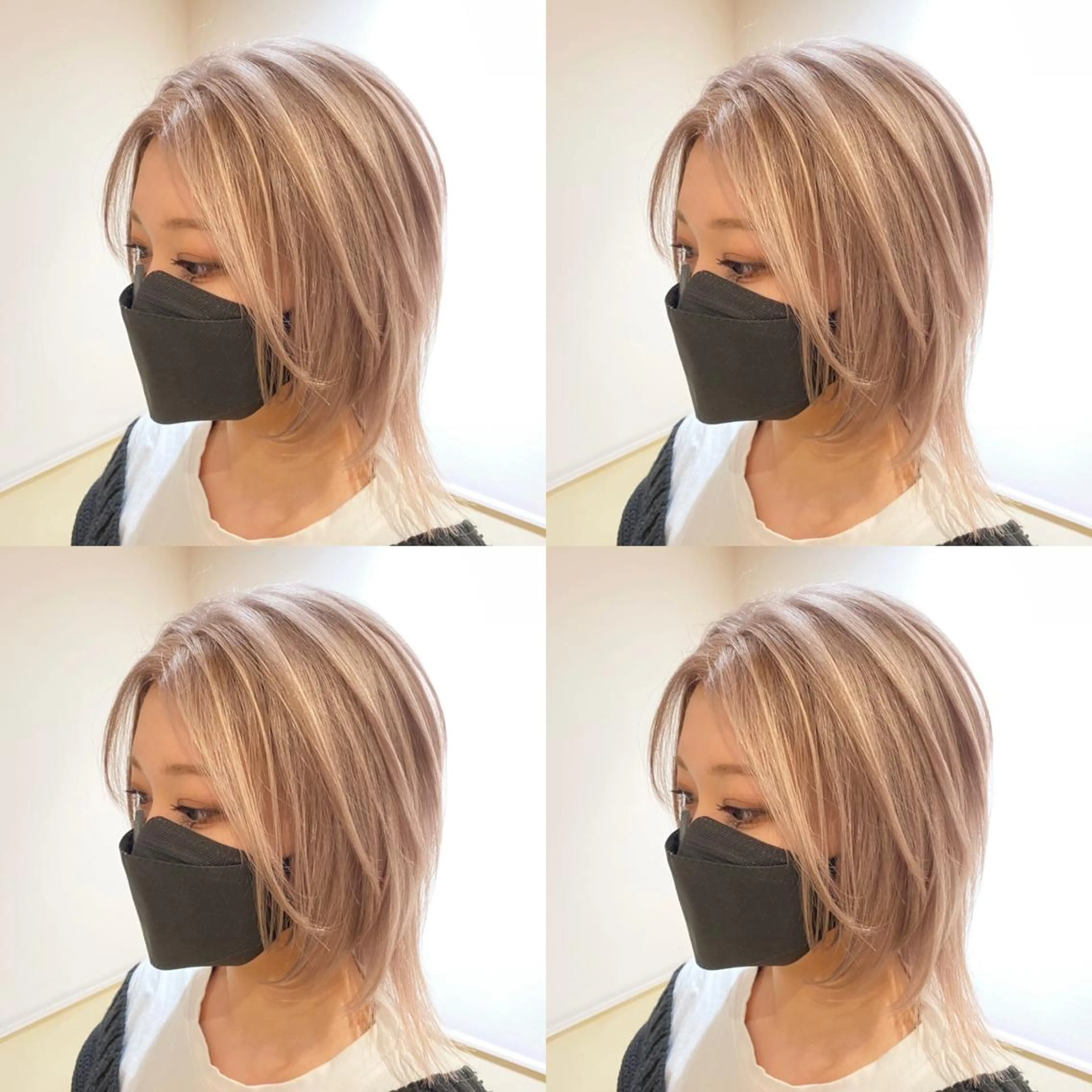 セミロング カラー アッシュ バレイヤージュ ベージュカラー ブリーチ グラデーションカラー ご予約 宜しくお願いします！のヘアスタイル