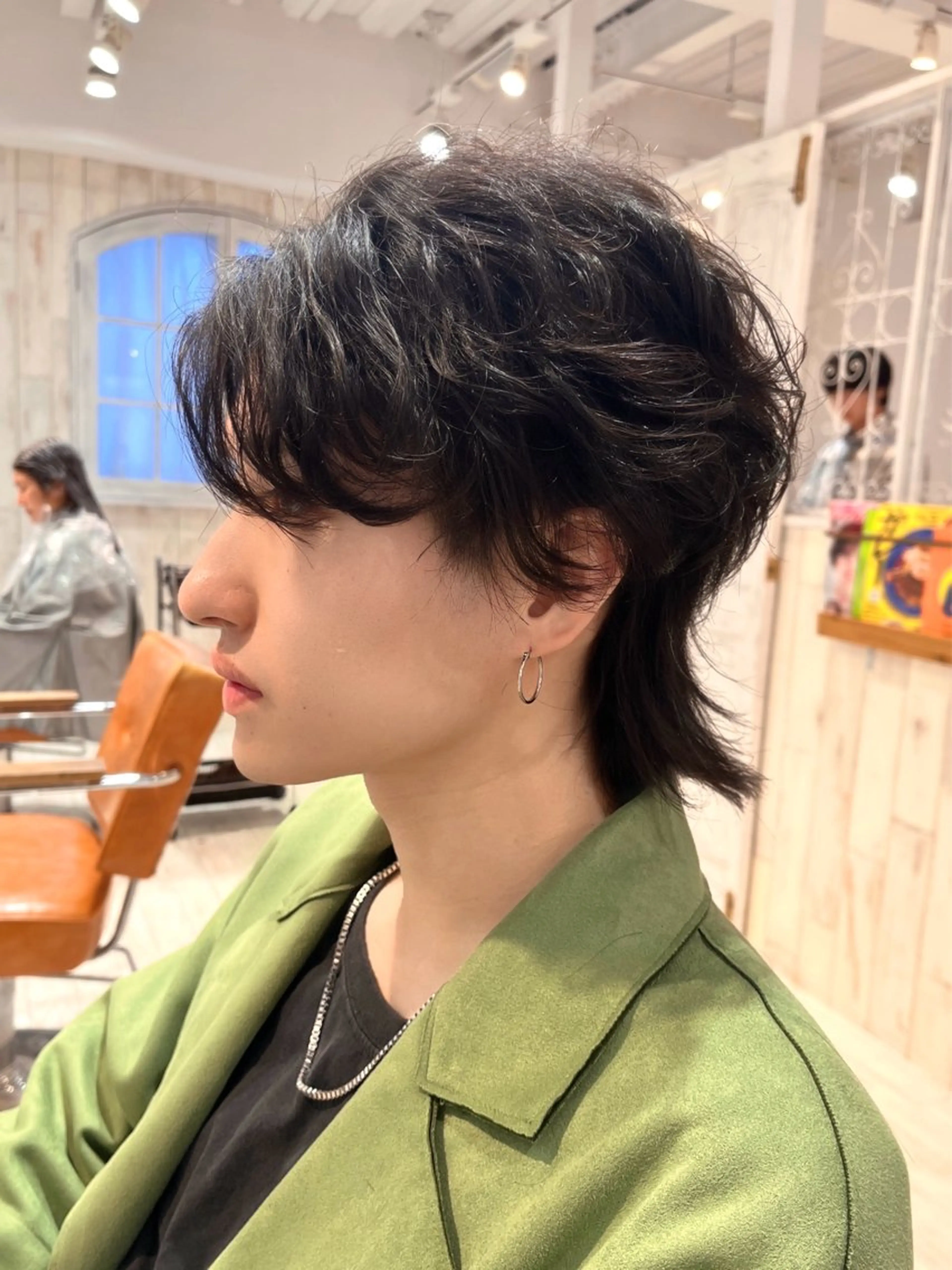 メンズ 波巻きパーマ メンズウルフカット ウルフカット カット パーマ レイヤーカット ✨️進藤ひかりのヘアスタイル