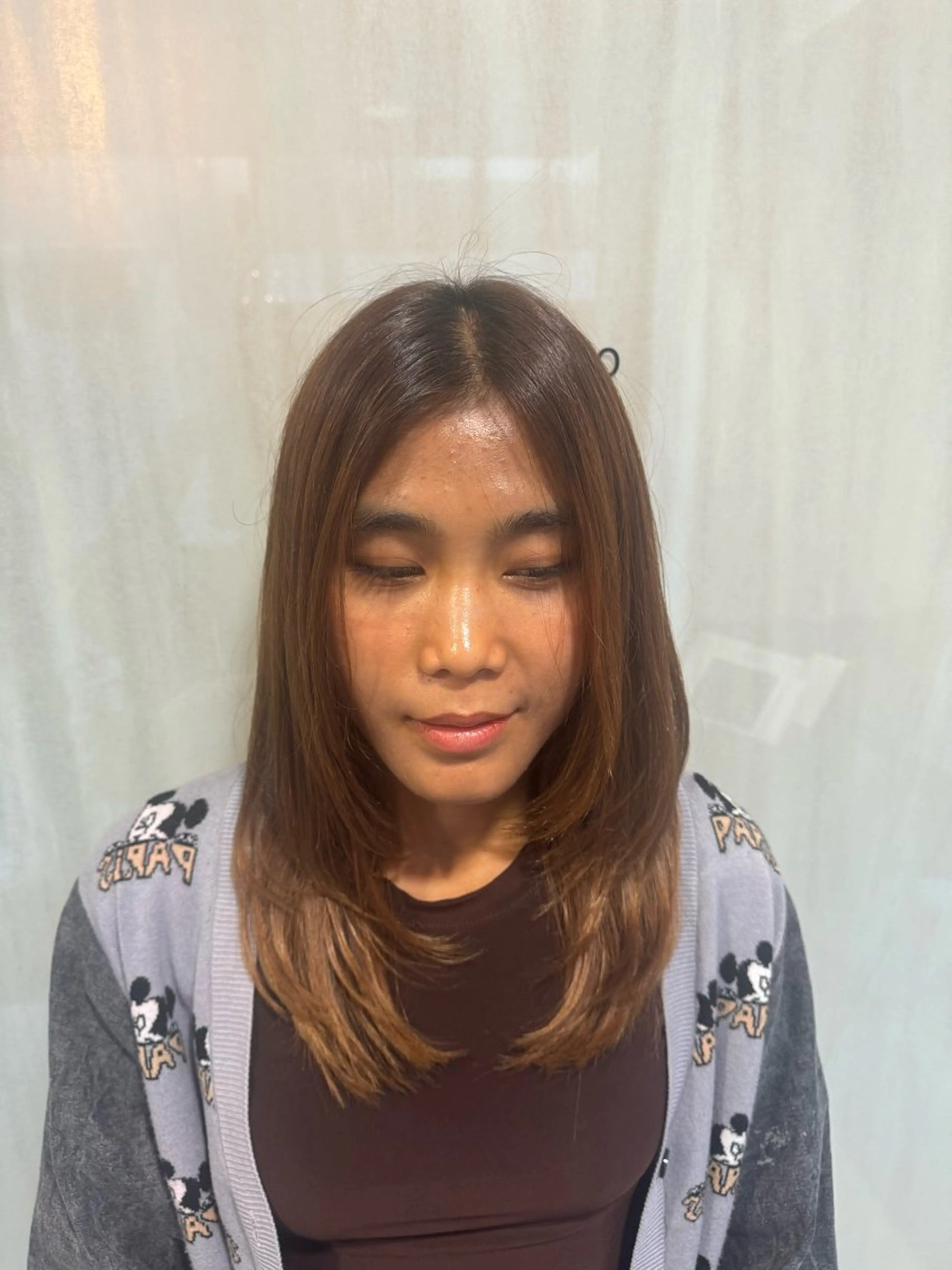 ミディアム 顔周りカット レイヤーカット 和田 真由子のヘアスタイル