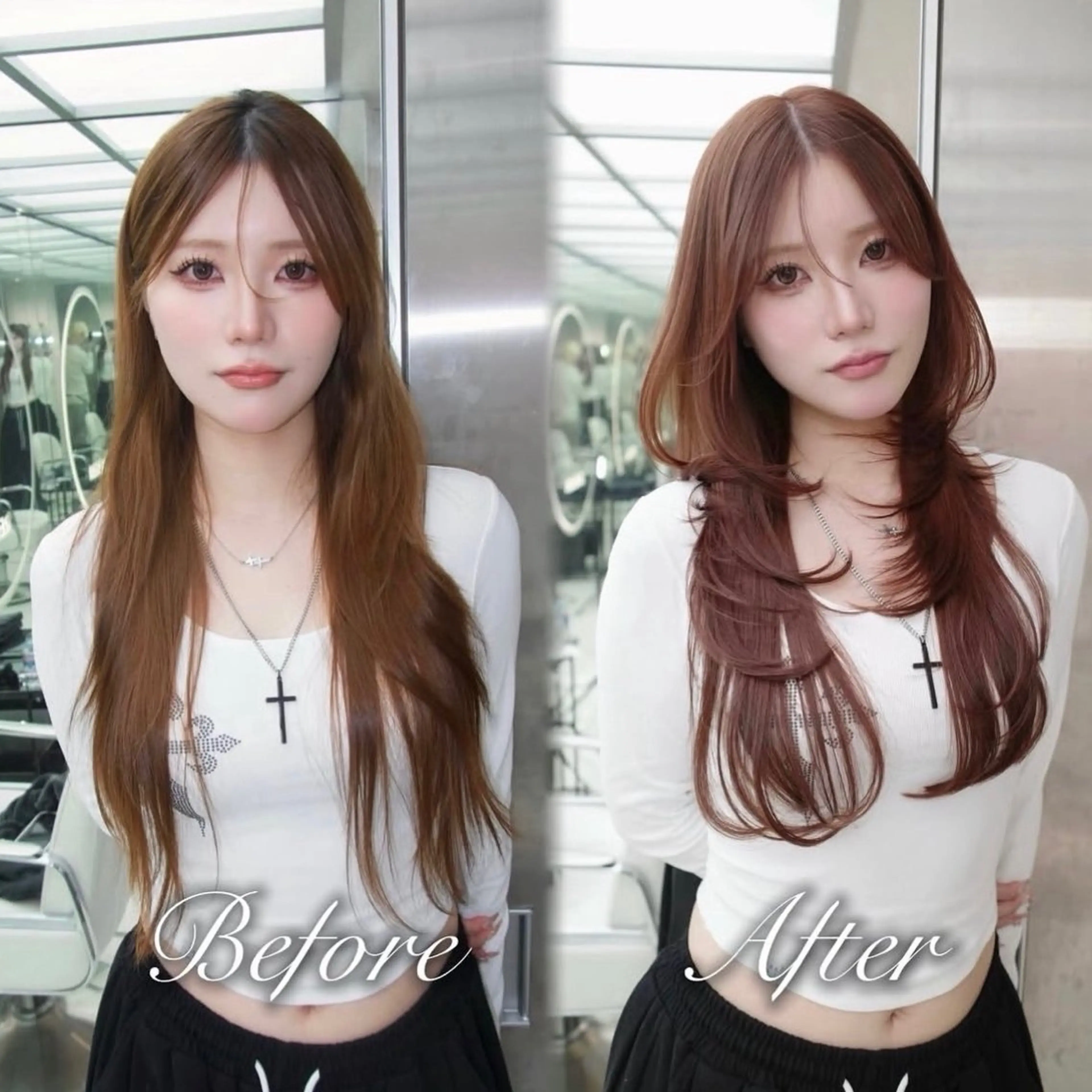 ロング カラー くびれヘア 顔周りカット ハイレイヤー 韓国風ヘア レイヤーカット カット ヘアカラー トリートメント Nao/ 大宮/レイヤーカットのヘアスタイル