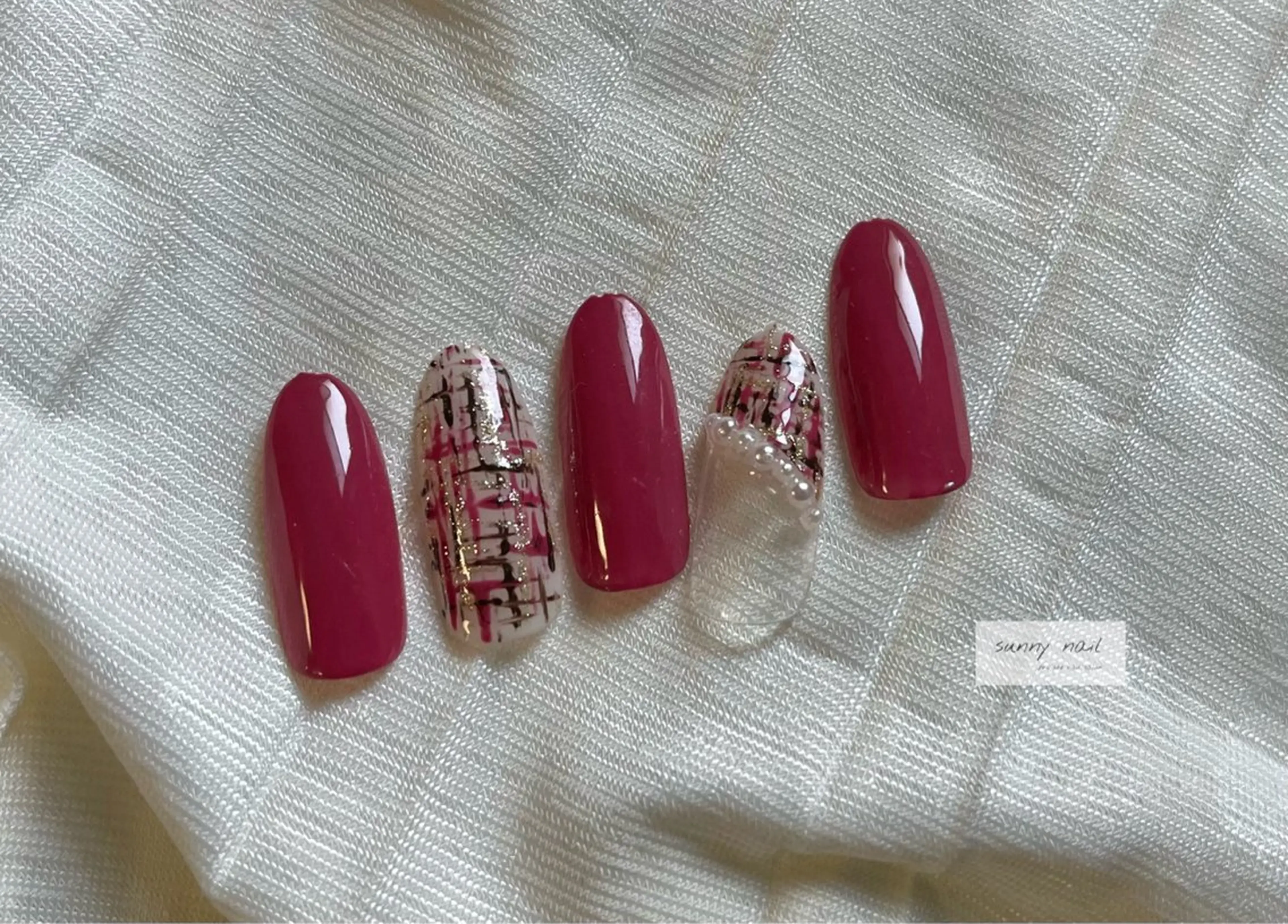 ネイル ツイードネイル バレンタイン 冬ネイル sunny nailのネイルデザイン