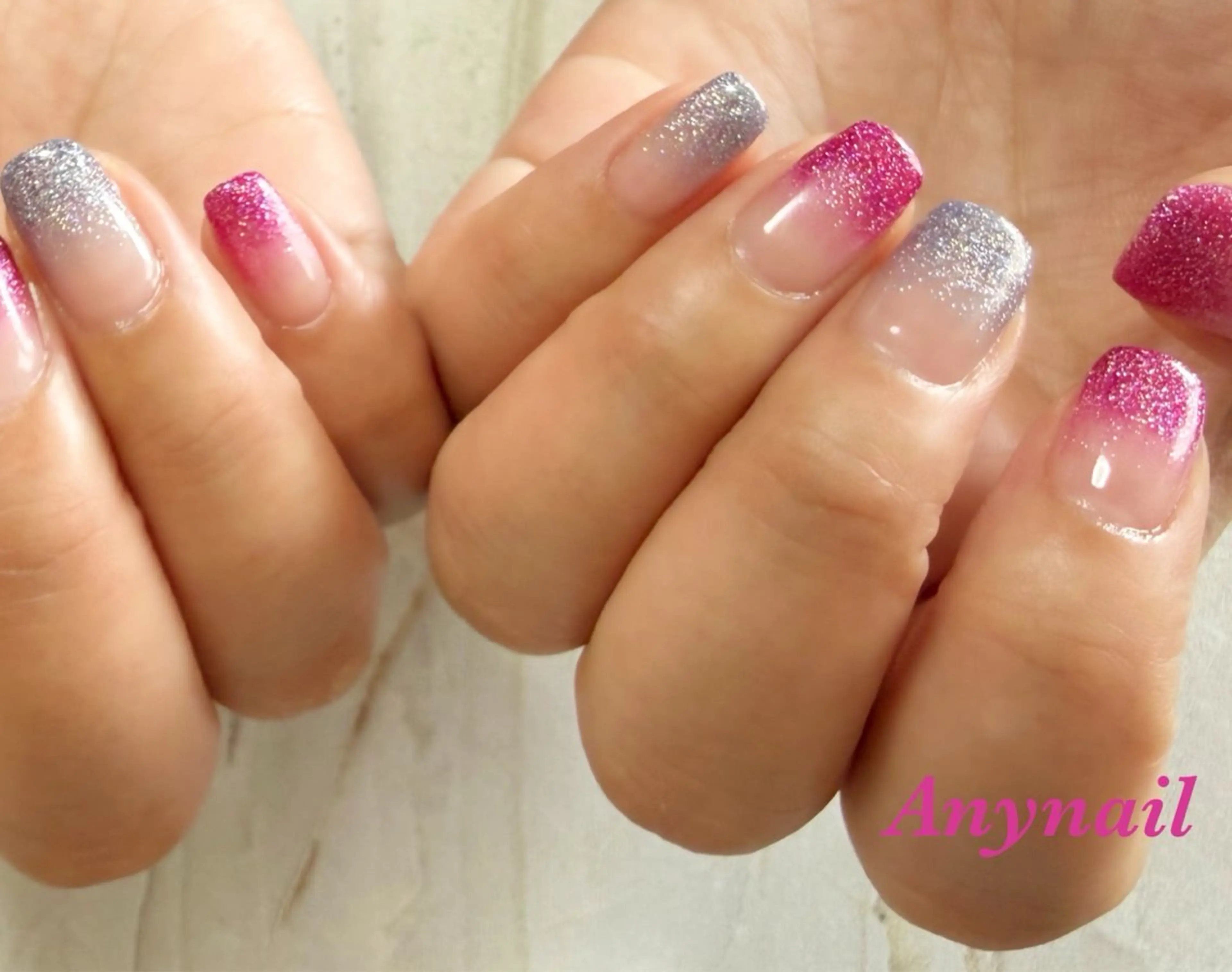 ネイル ブルー グラデーション ラメ(グリッター) ラメグラデーション 岩澤 恵子のネイルデザイン