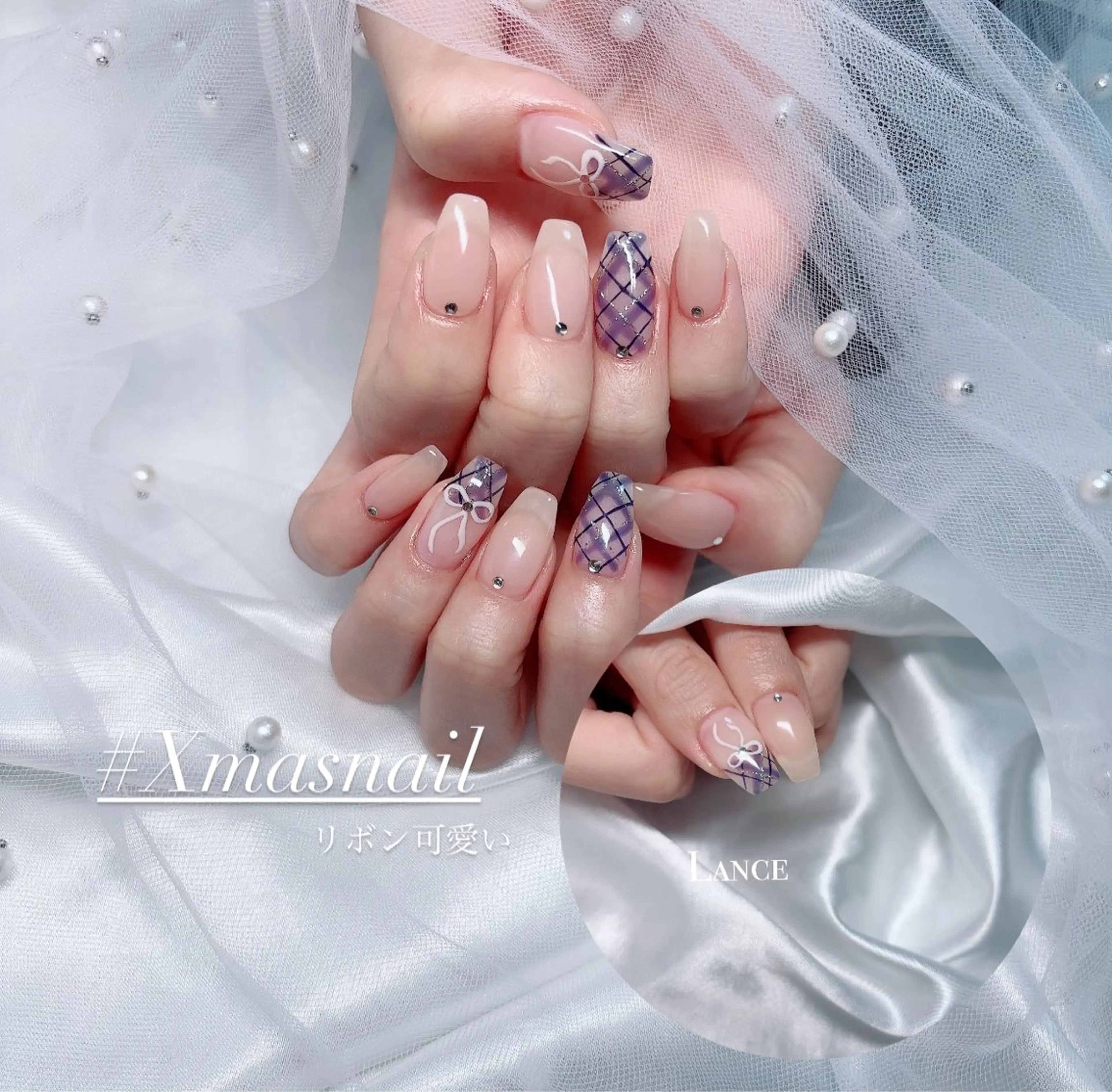 ネイル オーロラネイル キラキラネイル 韓国ネイル ワンホンネイル 冬ネイル ハンドネイル Lance nailのネイルデザイン