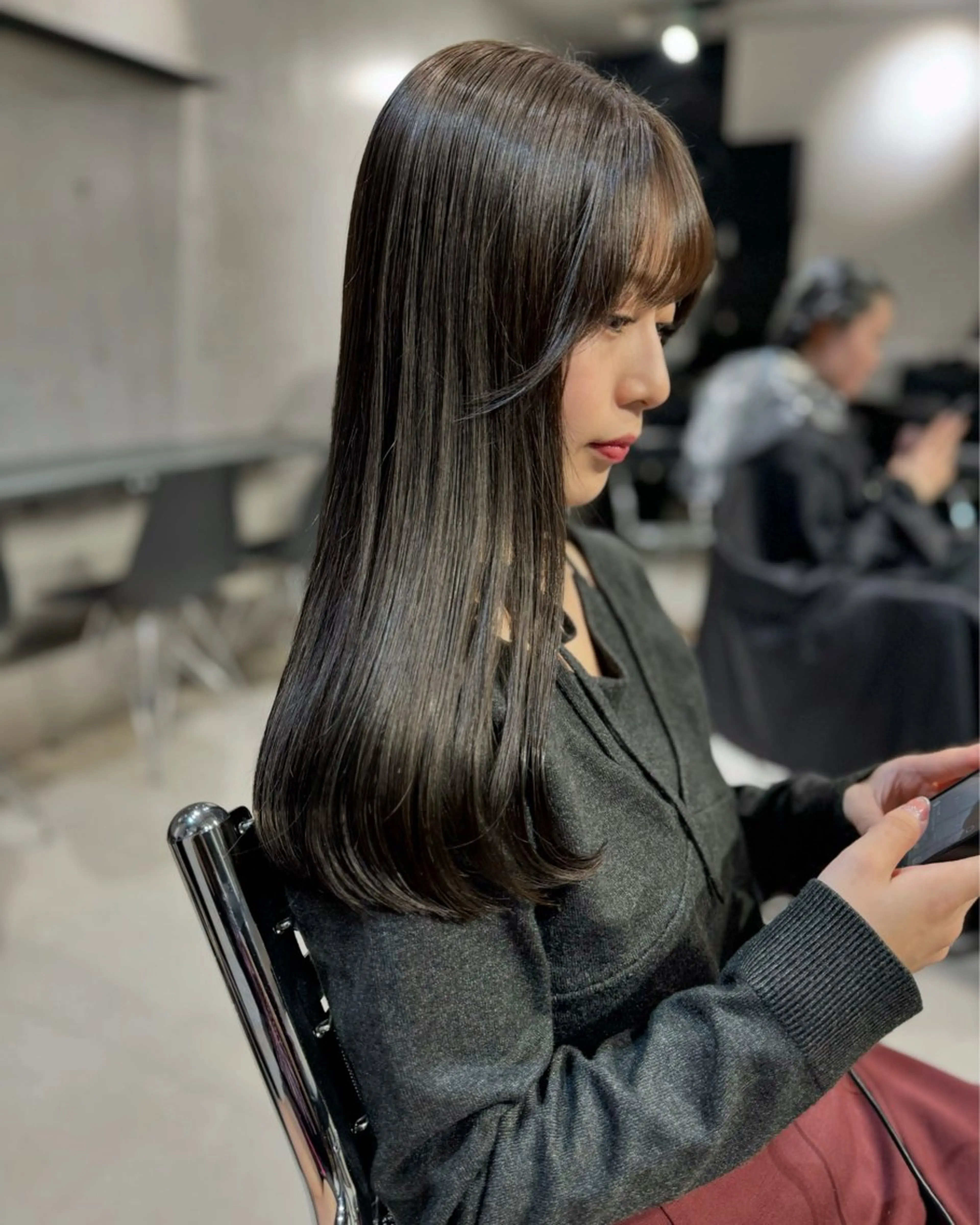 ロング カラー パーマ ヘアアレンジ カット ヘアカラー トリートメント ヘアセット 透明感/オリーブ/ グレージュ/YUKAのヘアスタイル