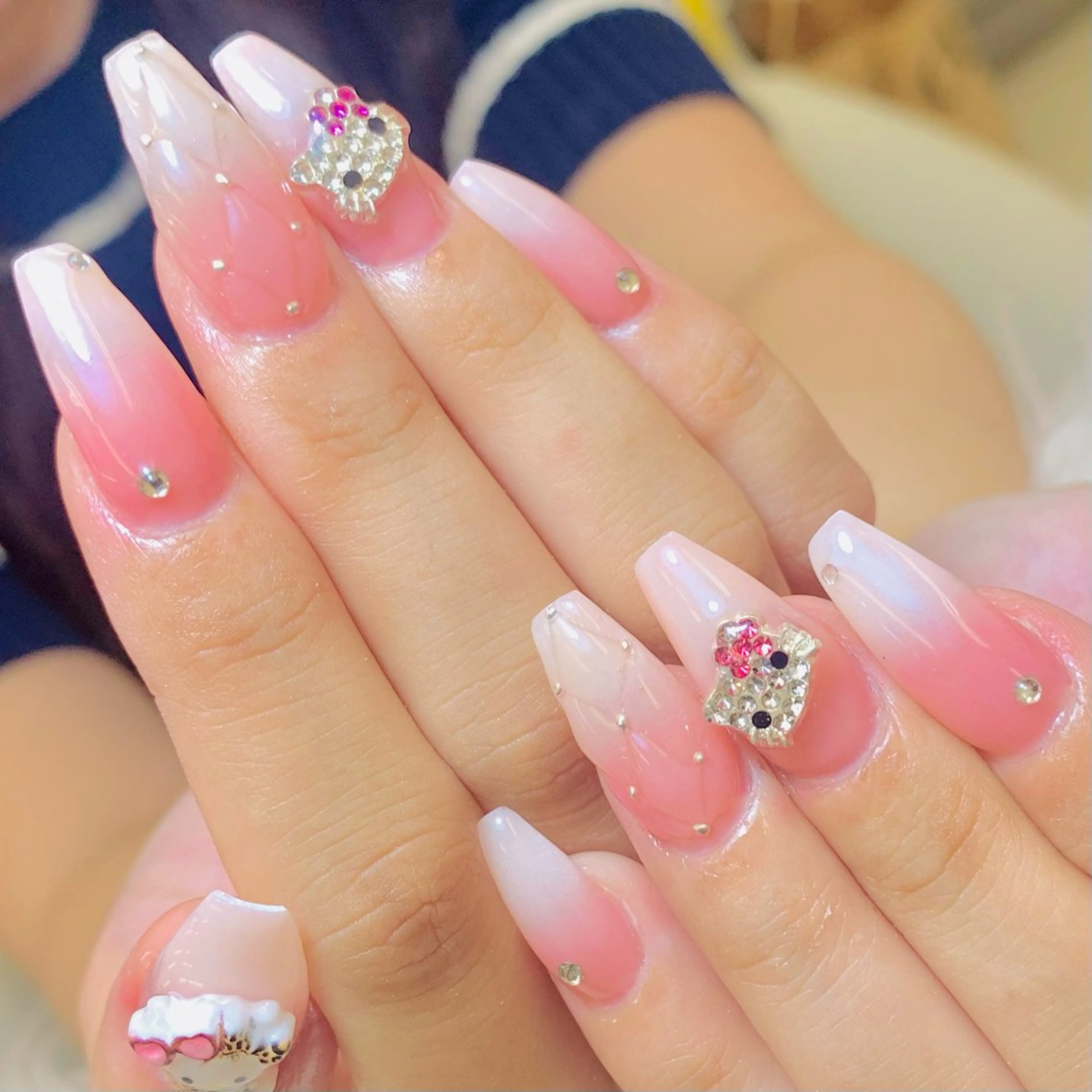 ネイル チークネイル 長さ出し フラッシュネイル フレンチネイル グラデーション ハンドネイル AN NAIL SALONのネイルデザイン