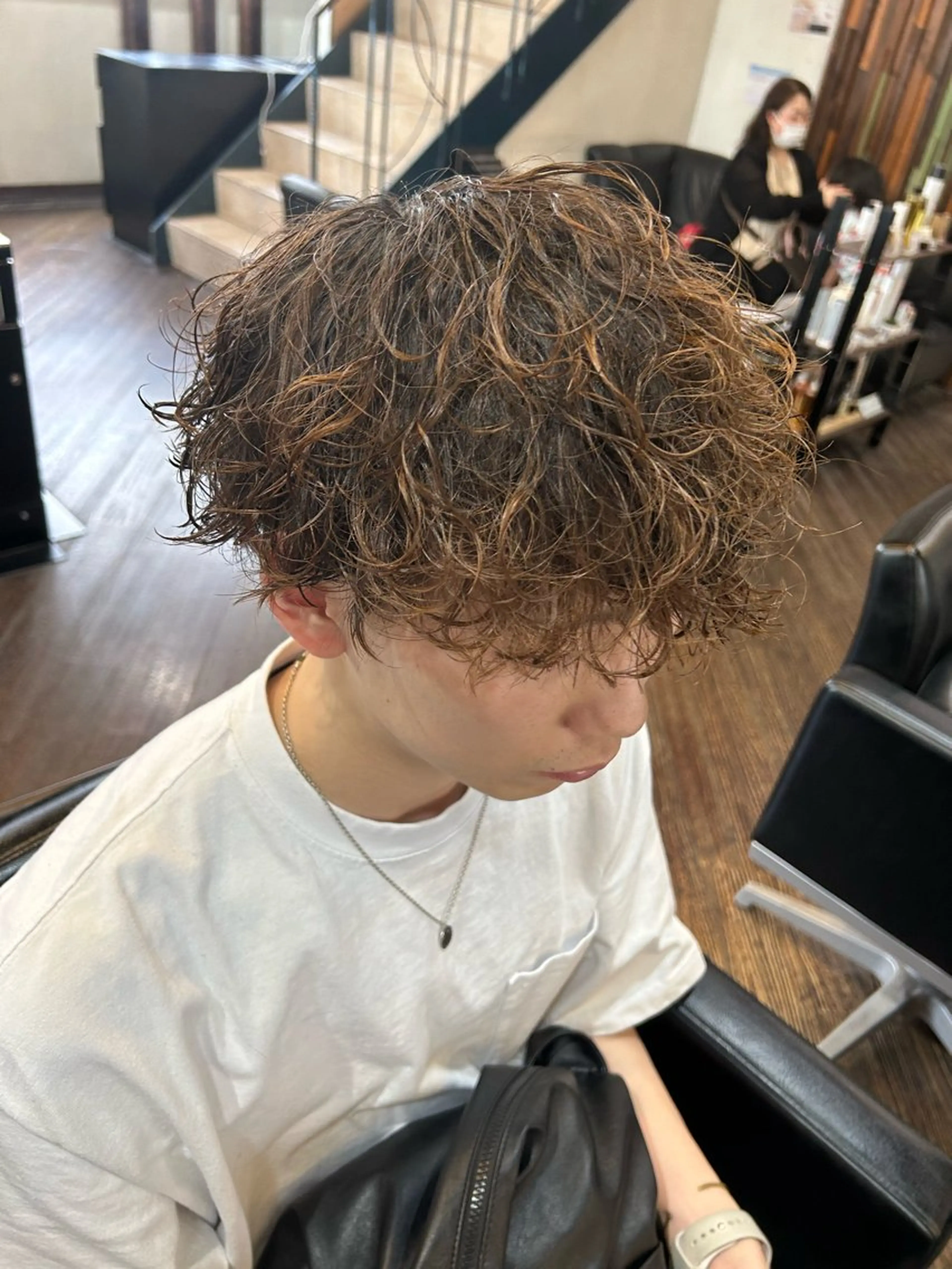 ミディアム パーマ メンズ 大阪/梅田/シャドウ パーマ/ノボリユウタのヘアスタイル