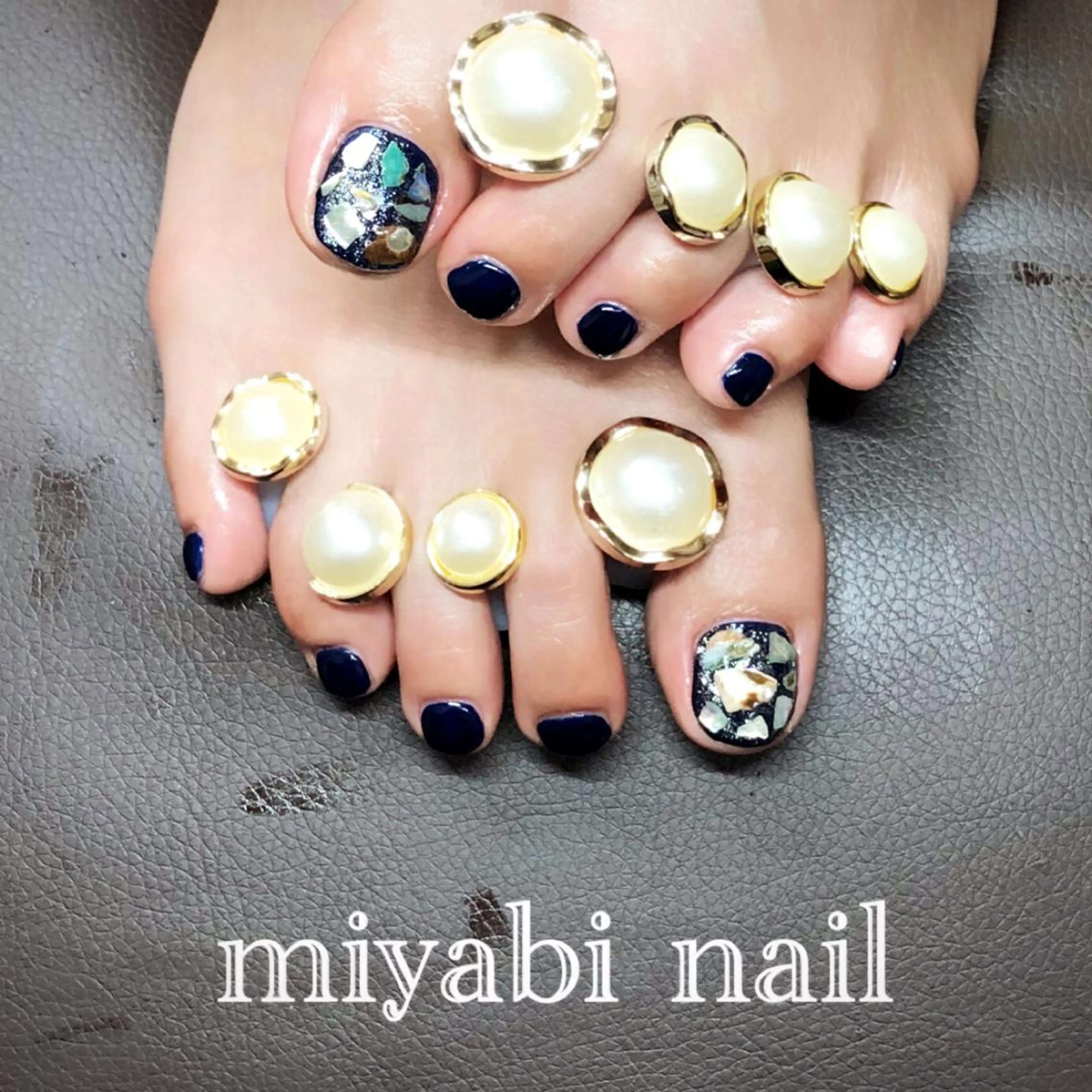 ネイル アートネイル ブルー フットネイル フットネイル miyabi nail 桂川駅近くのネイルデザイン