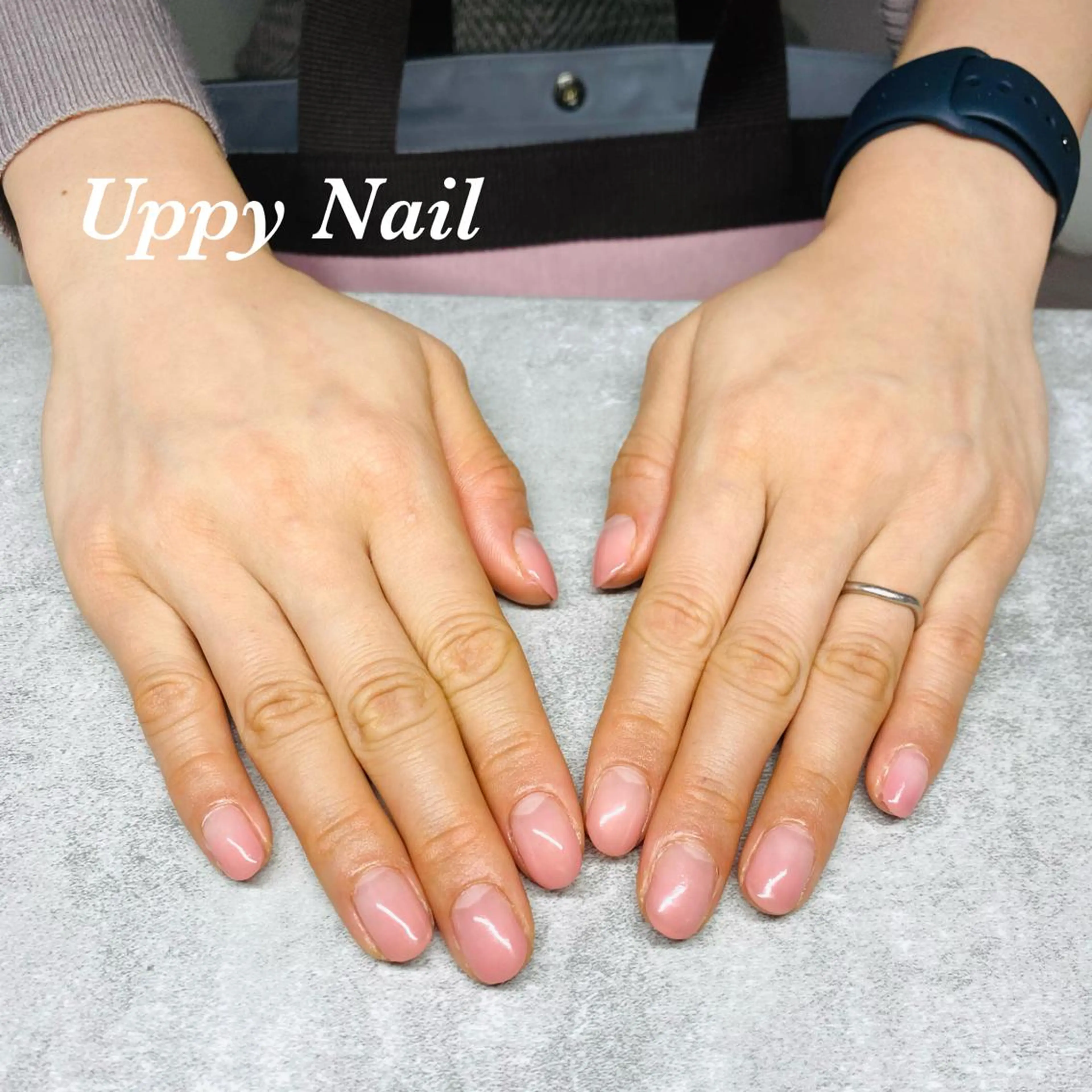 ネイル クリアネイル グラデーション ピンク ハンドネイル Uppy Nail ukyoのネイルデザイン