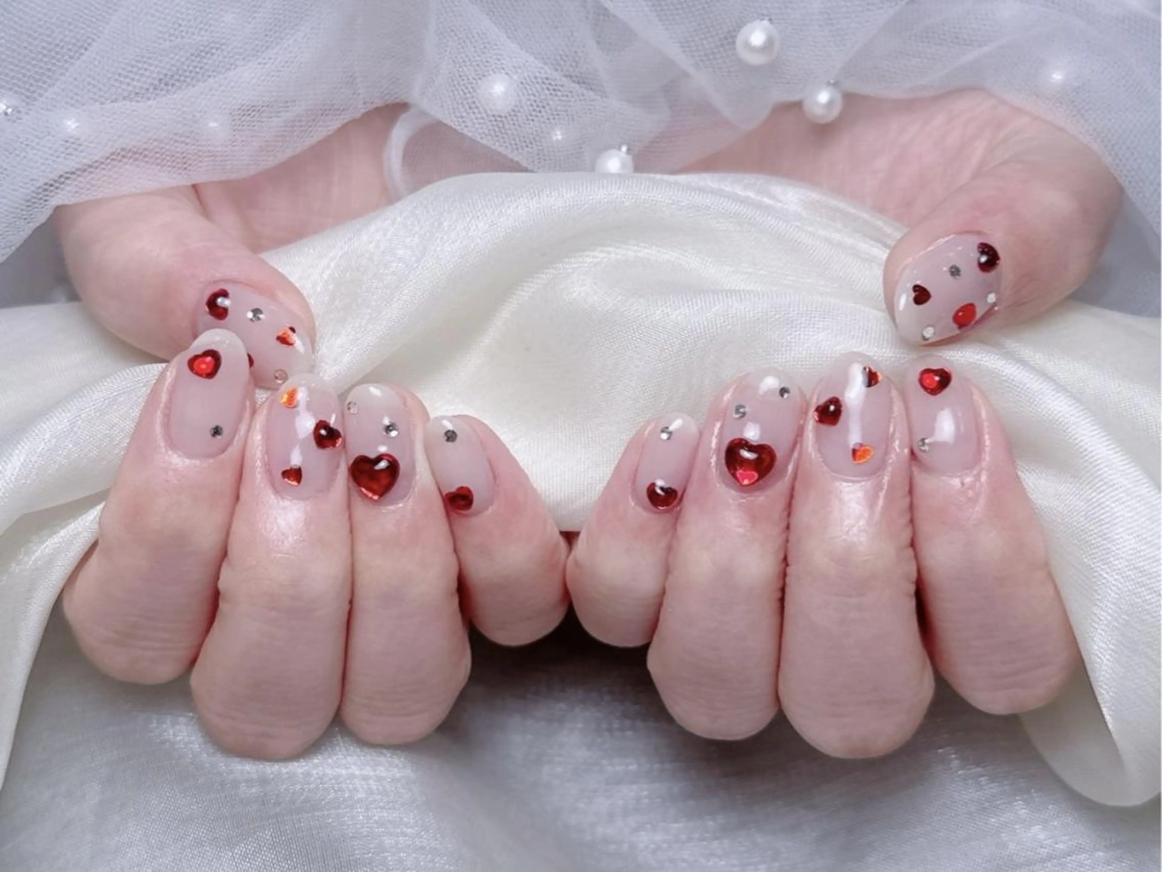 ネイル 長さ出し フレンチネイル ジェルネイル ガラスフレンチ 韓国ネイル ハンドネイル ハンドケア ゆ みのネイルデザイン