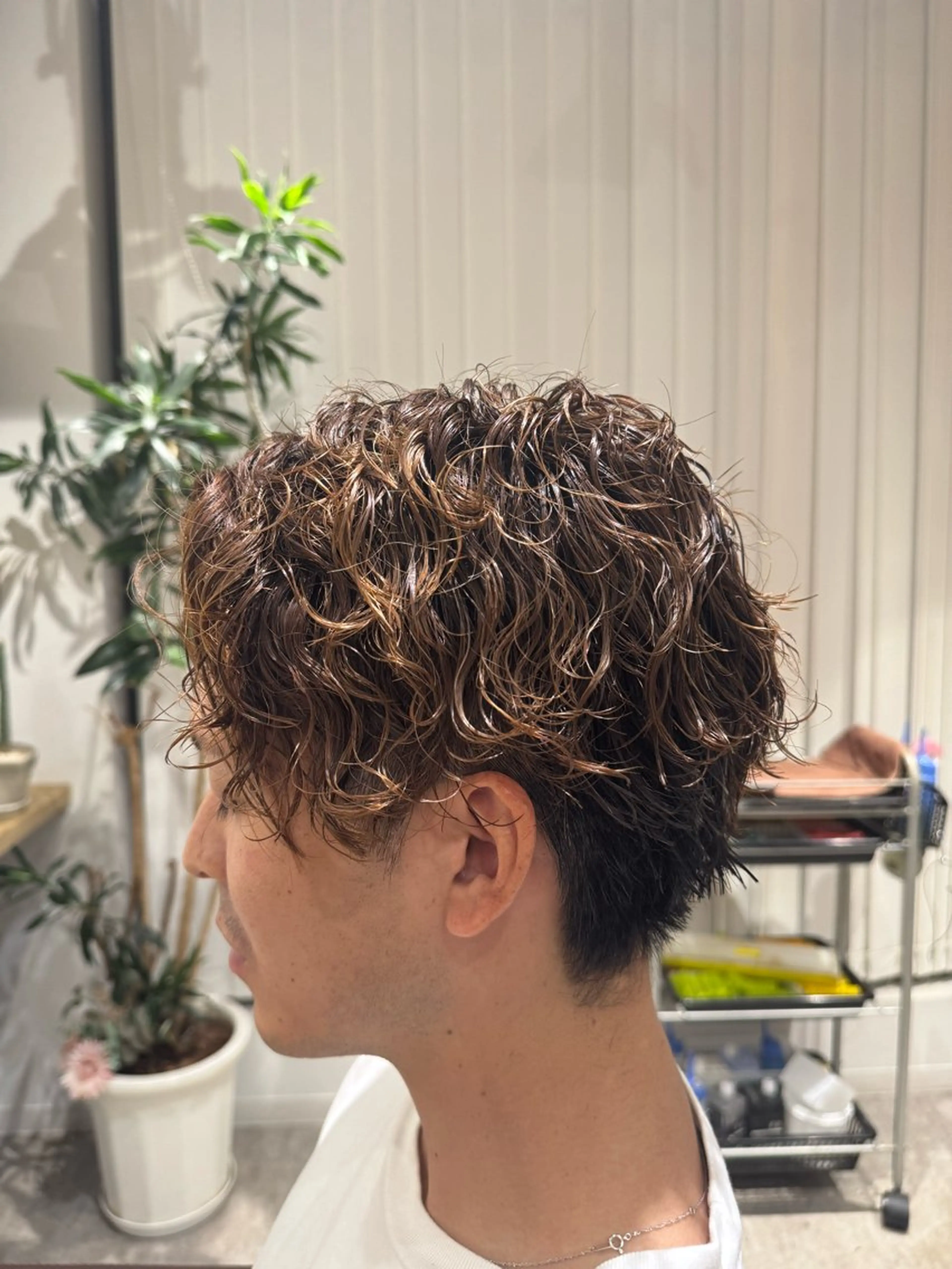 ミディアム パーマ メンズ ミディアムパーマ メンズパーマ 波巻きパーマ スパイラルパーマ メンズ特化美容師 /三浦直輝のヘアスタイル