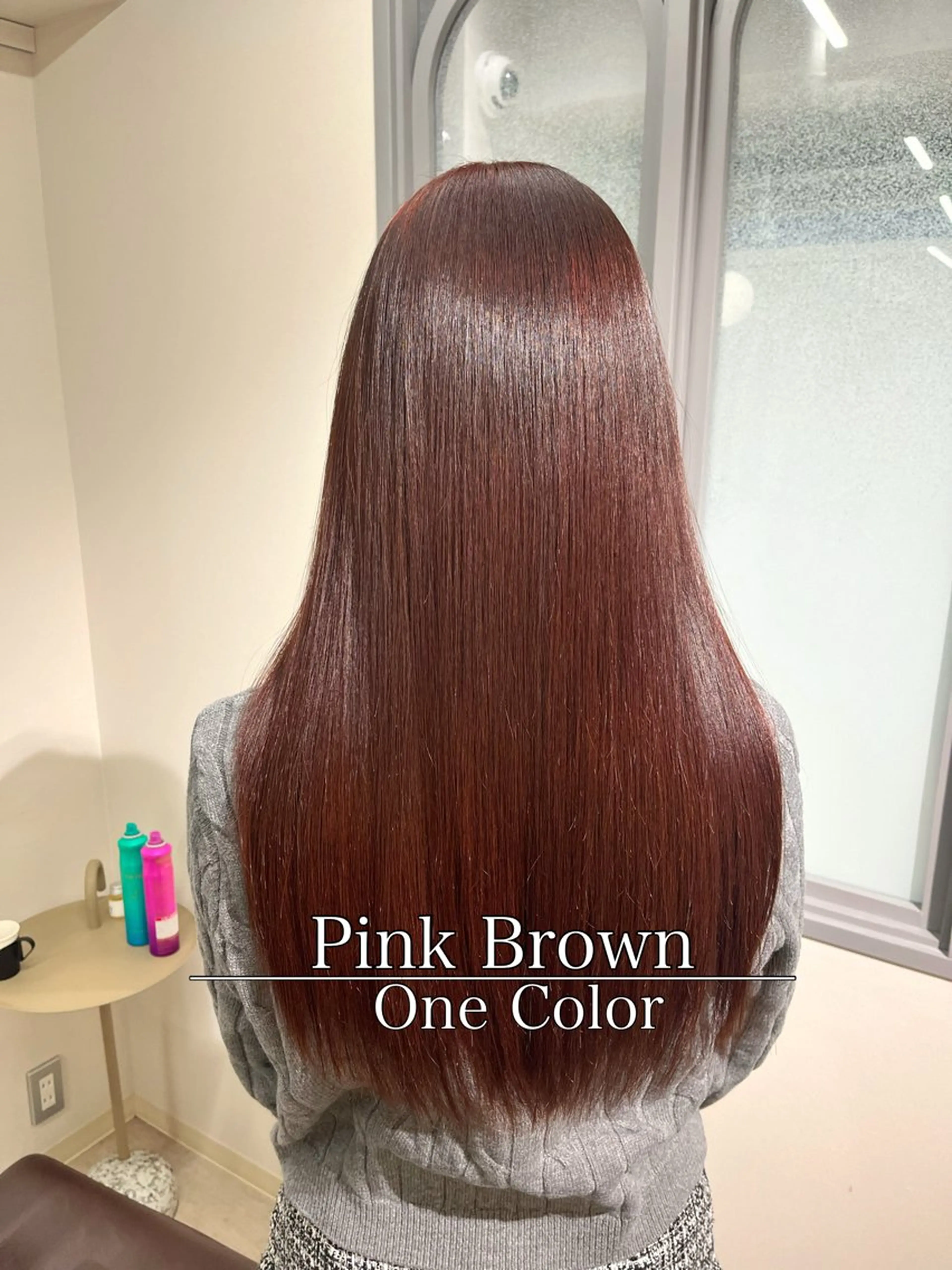 セミロング カラー パーマ ヘアアレンジ ブラウンカラー 透明感カラー ピンクカラー ピンクブラウン 顔周りカット 二ヶ月綺麗なデザイン カット/星野六三四のヘアスタイル