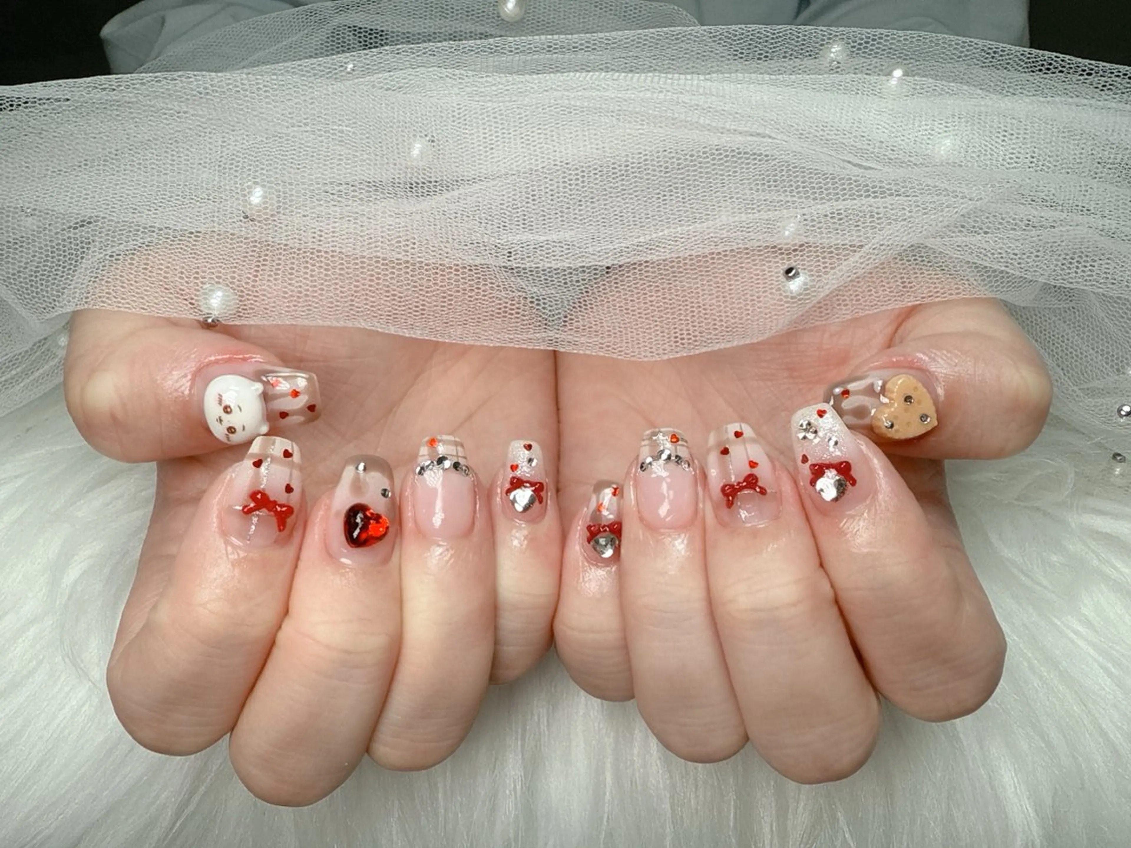 ネイル 長さ出し ガーリー 韓国ネイル ロングネイル 持ち込み ハンドネイル Nami nail salon所属・Nami nail salonのネイルデザイン