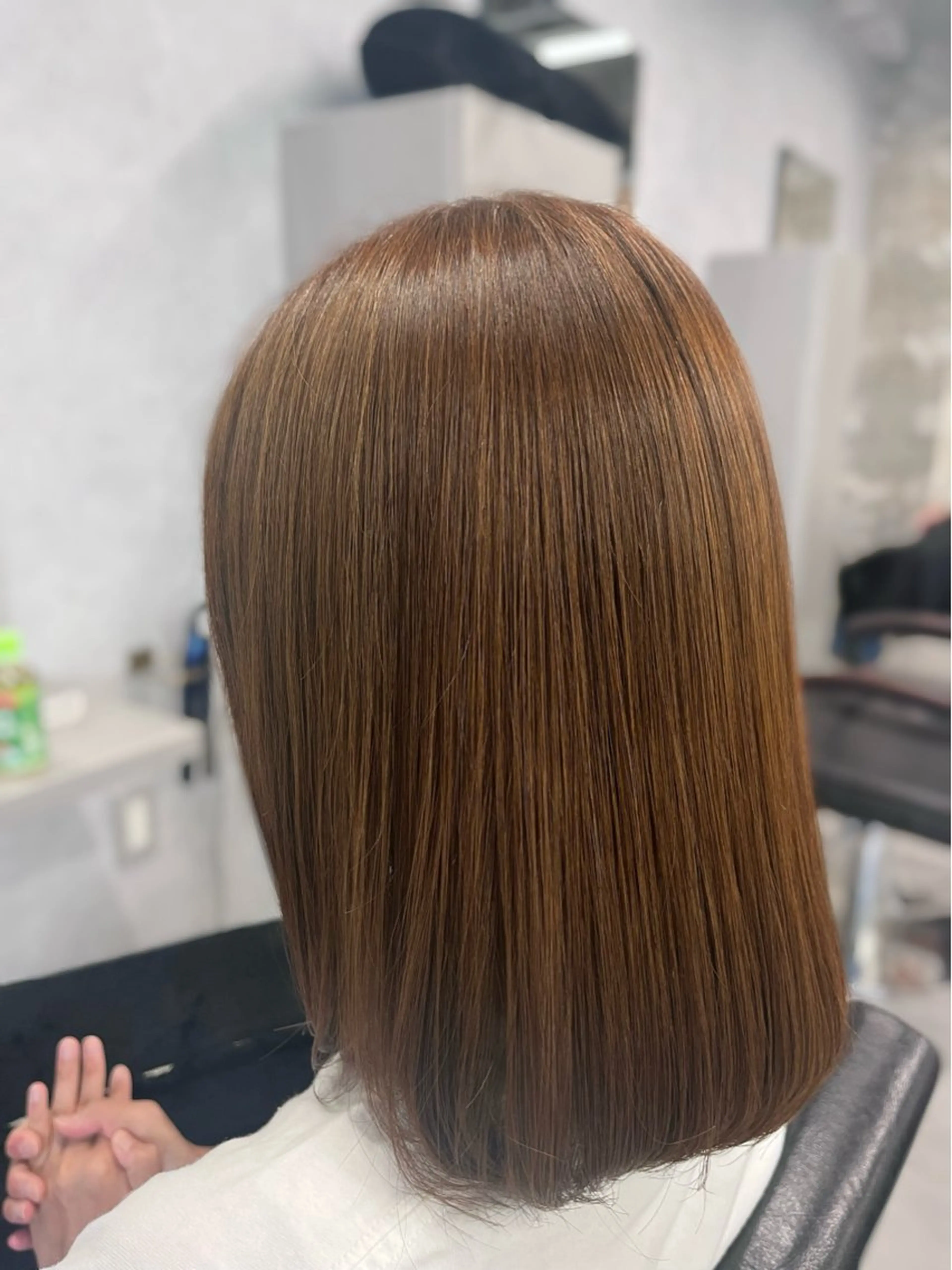 セミロング カラー アッシュ 透明感カラー オオバ｜ 理想寄せのヘアスタイル