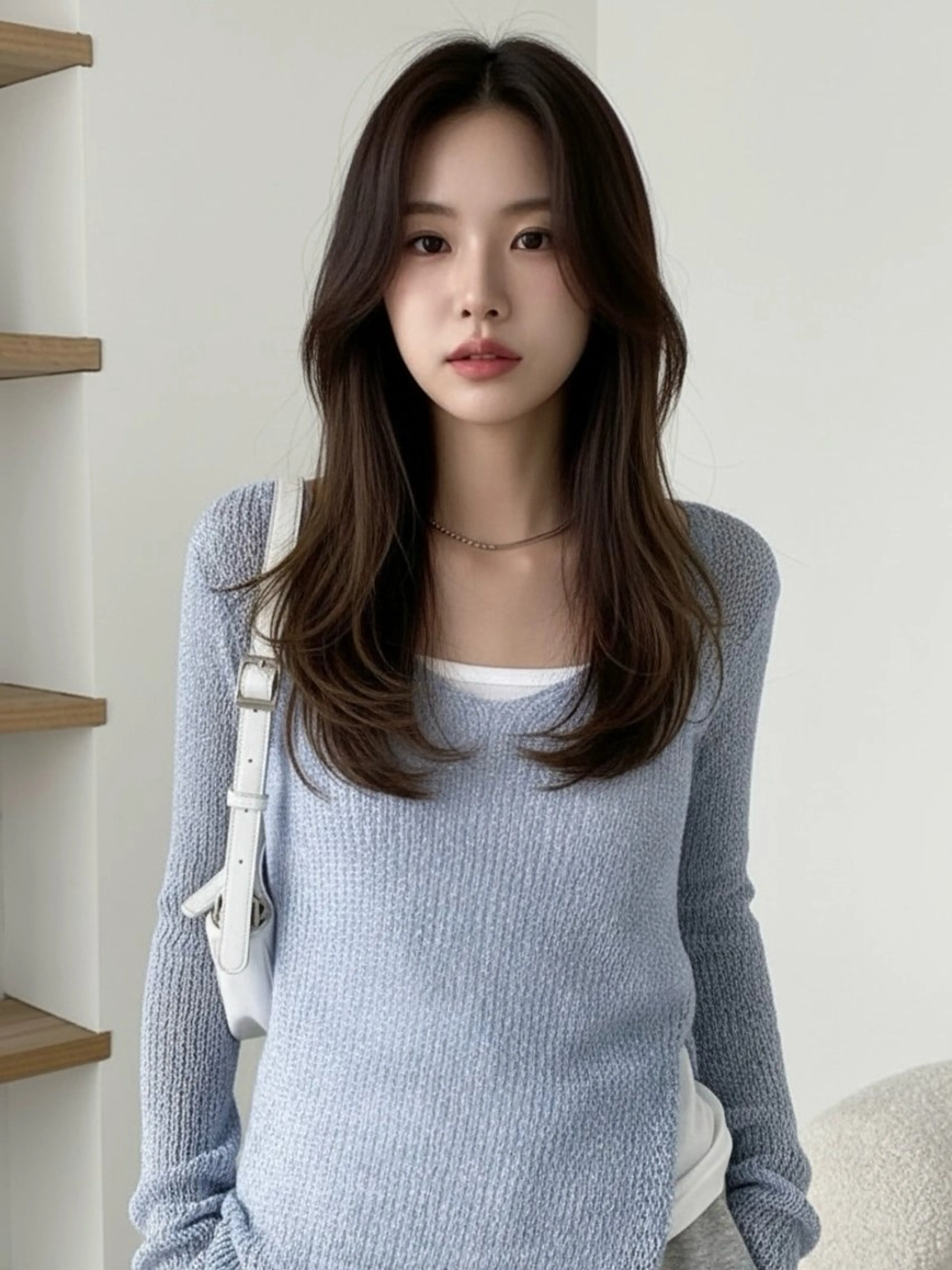 セミロング カラー アディクシーカラー 透明感カラー くびれヘア 顔まわりレイヤー 韓国風ヘア カット ヘアカラー トリートメント 韓国レイヤーカット 🫧大阪梅田レイヤーのヘアスタイル