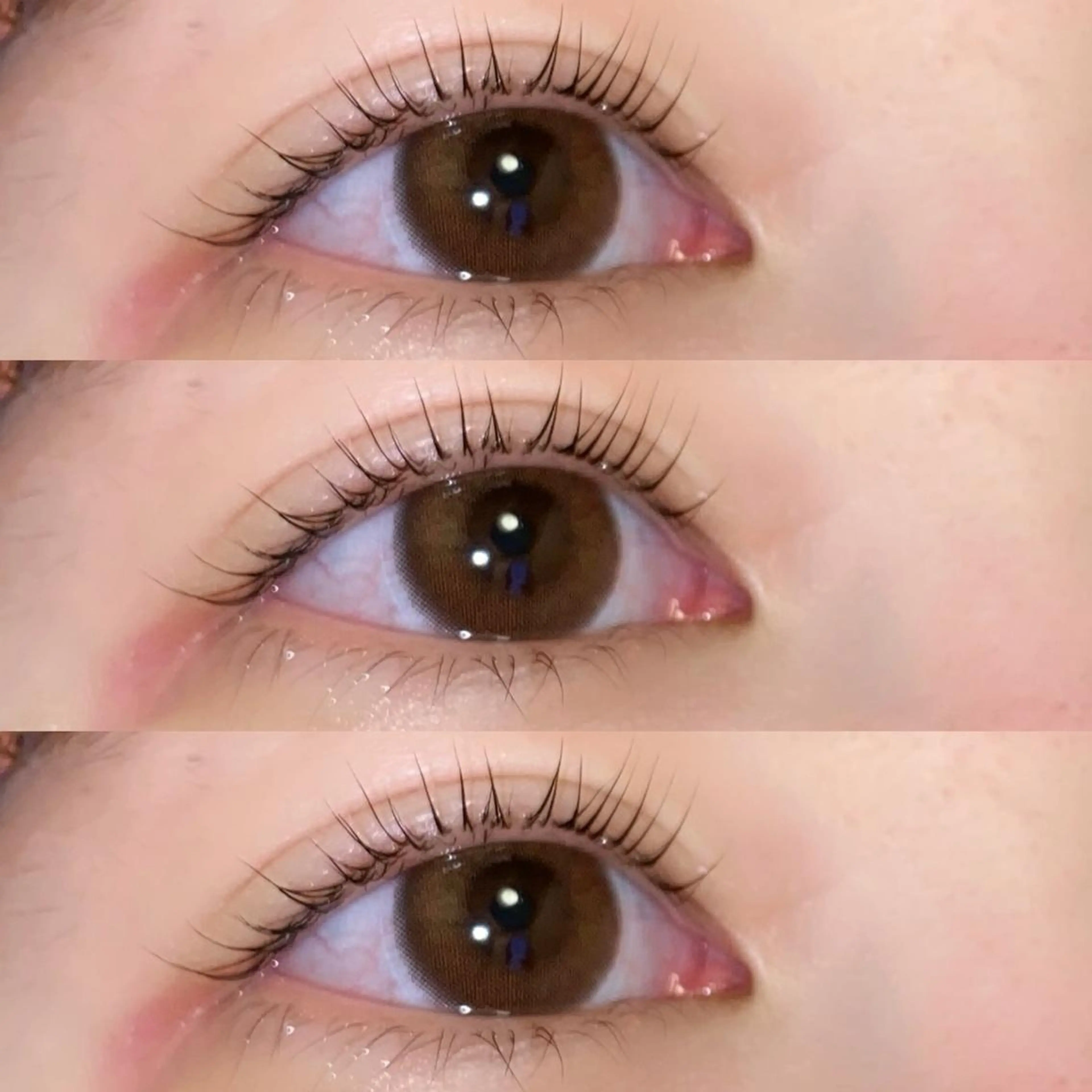 マツエク・マツパ 束感まつ毛 フラットラッシュ 韓国風マツエク パリジェンヌラッシュリフト ボリュームラッシュ 肌に馴染むハイトーン /ミルクティーカラーのヘアスタイル