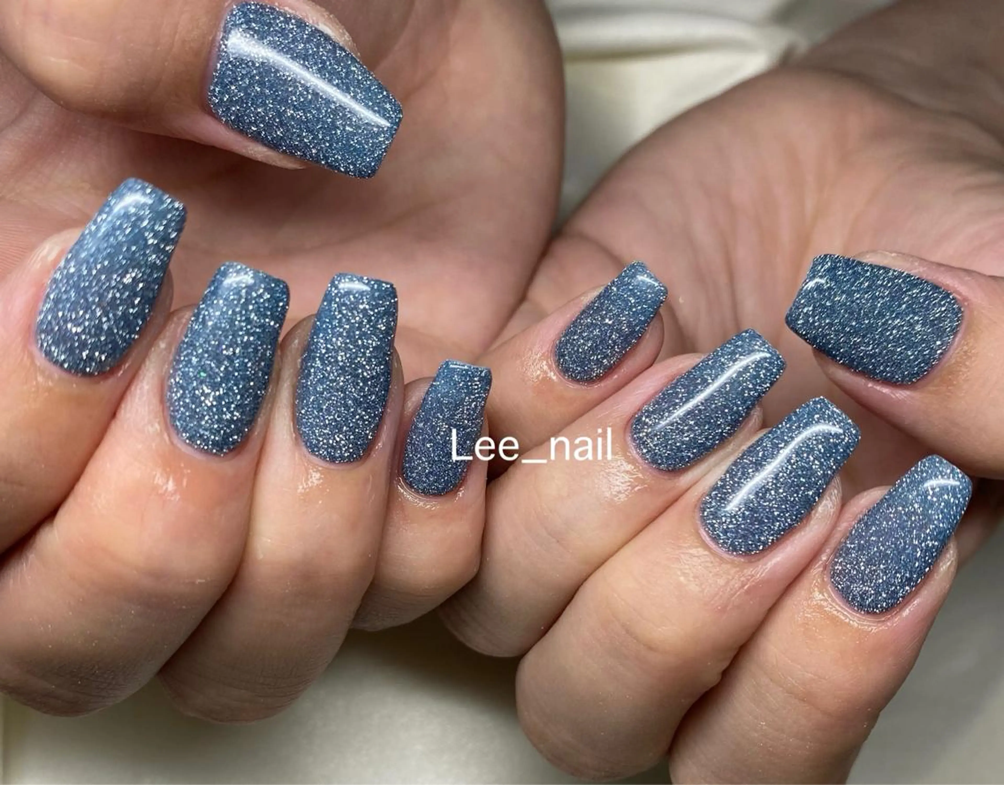 ネイル ブルー フラッシュネイル Lee_ nailのネイルデザイン