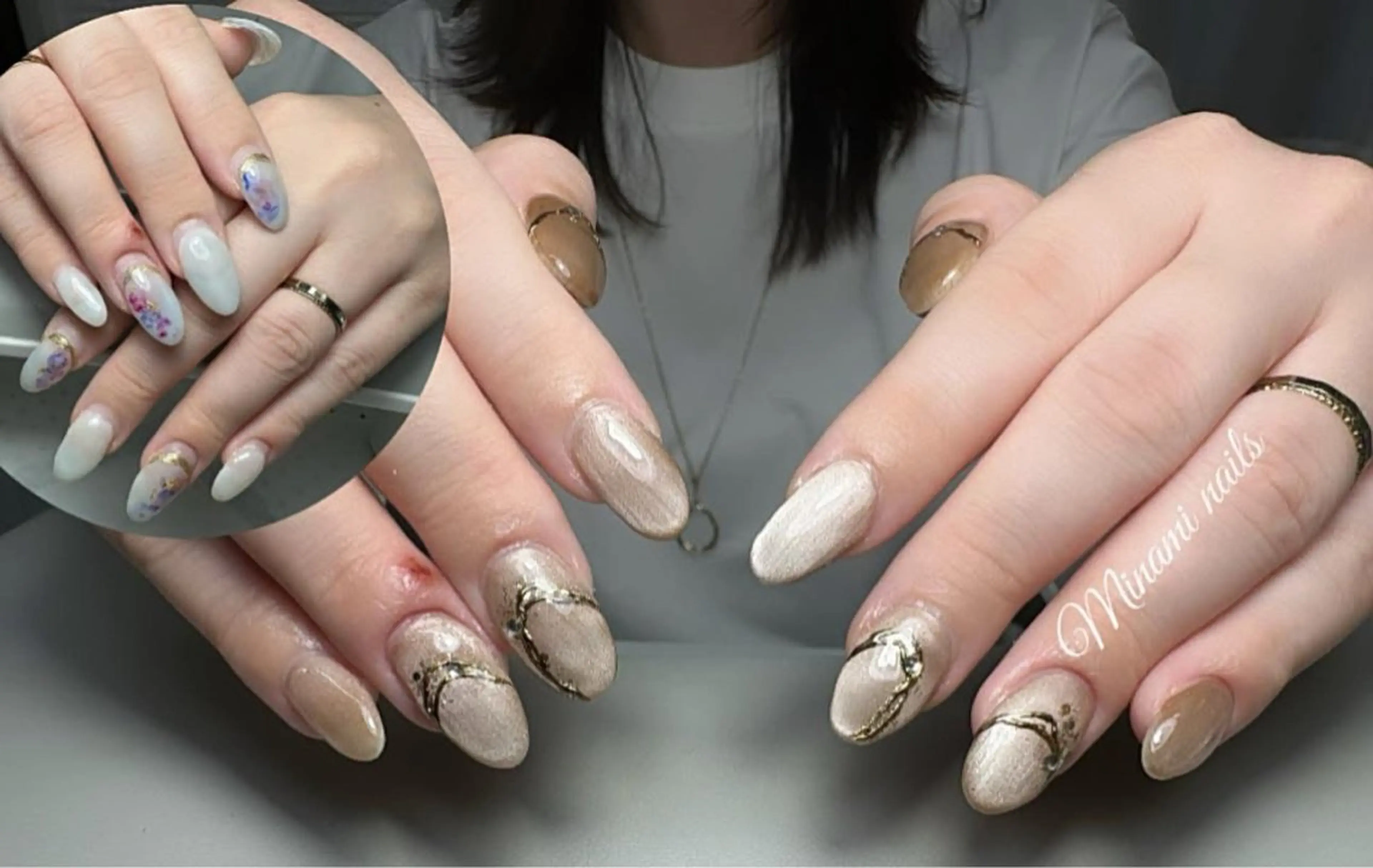 ネイル アートネイル オーロラネイル ガーリー キラキラネイル 韓国ネイル Minami Nailsのネイルデザイン