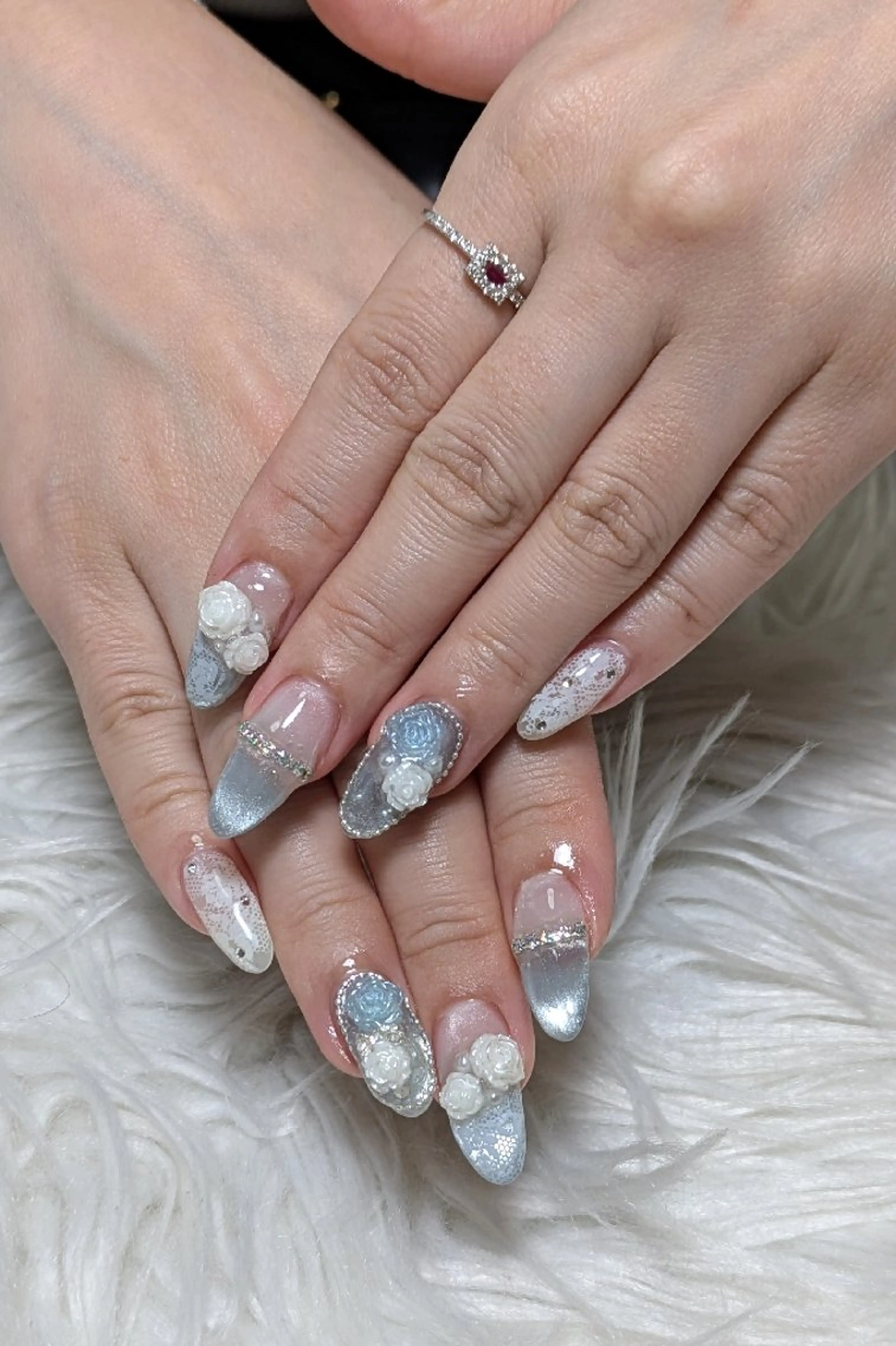 ネイル レース マグネットネイル シンプルネイル ハンドネイル m&pPrivate nailsalonのネイルデザイン