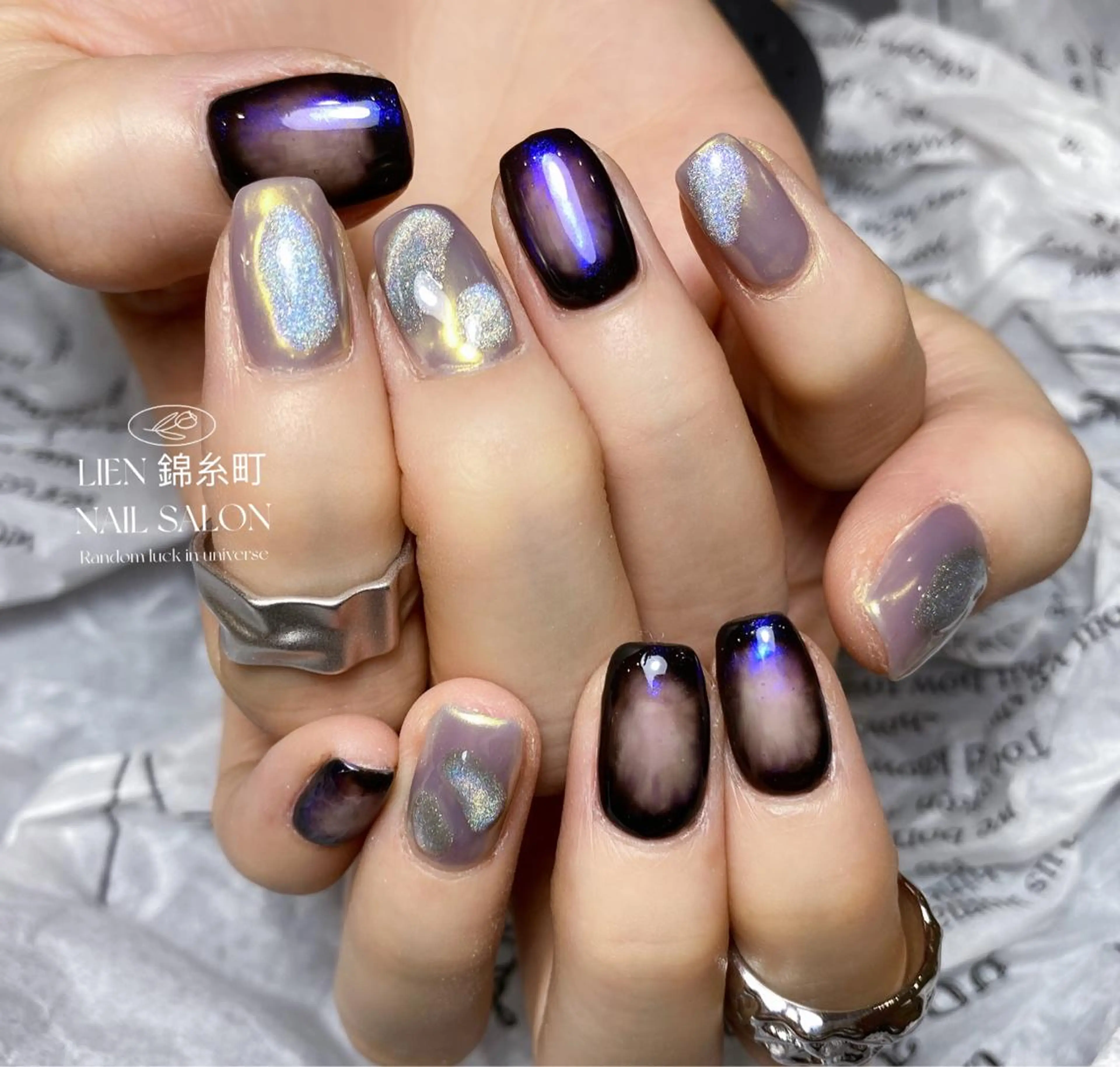 ネイル グラデーション マグネットネイル ミラーネイル ハンドネイル Lien  _リエン リエンのネイルデザイン