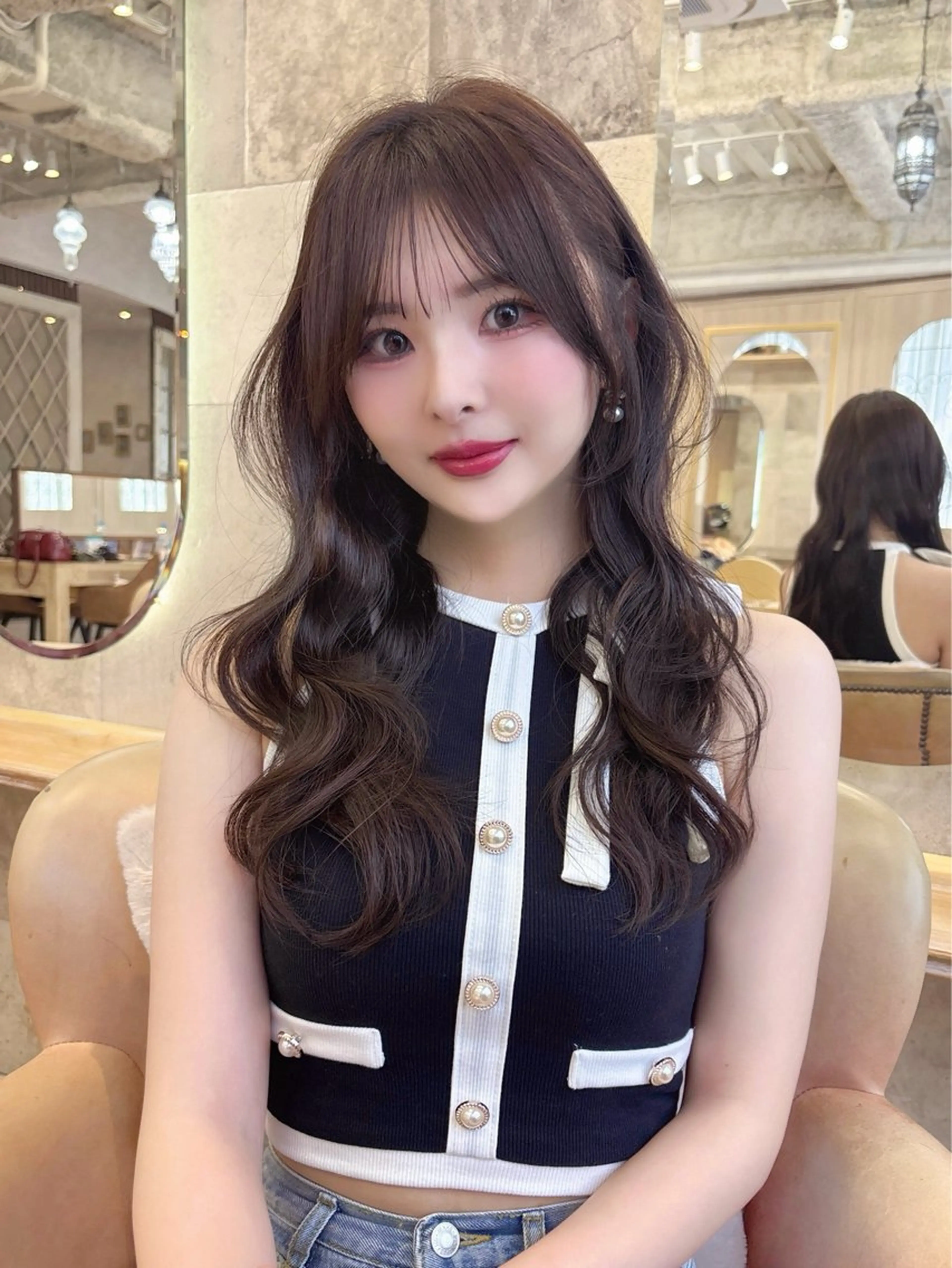 ロング カット 縮毛矯正 トリートメント sakura/韓国 ヘア/ワンホンのヘアスタイル