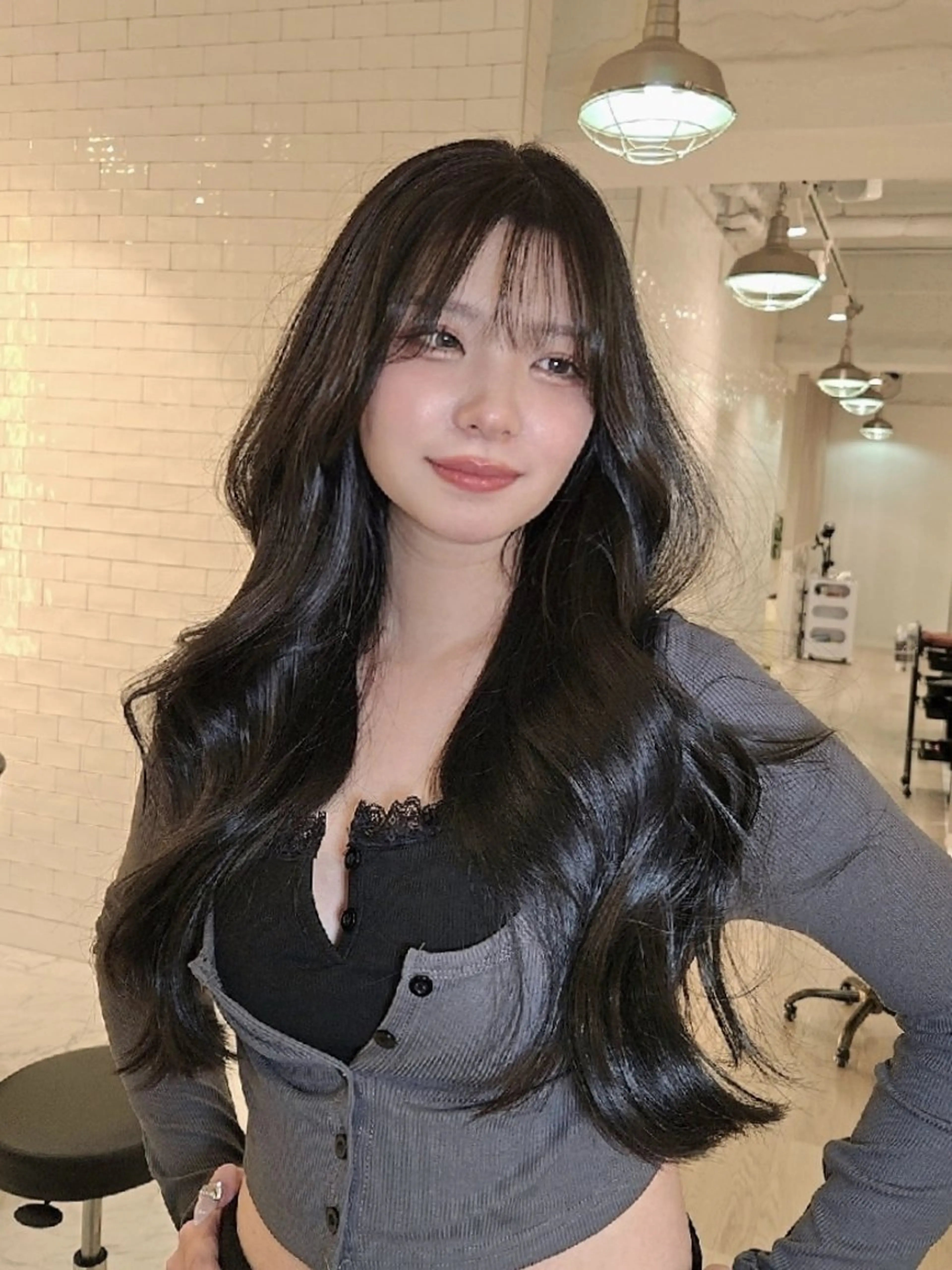 ロング カラー カット ヘアカラー トリートメント &chaLme   心斎橋所属・emi/髪質改善/ 韓国風/艶カラーのヘアスタイル