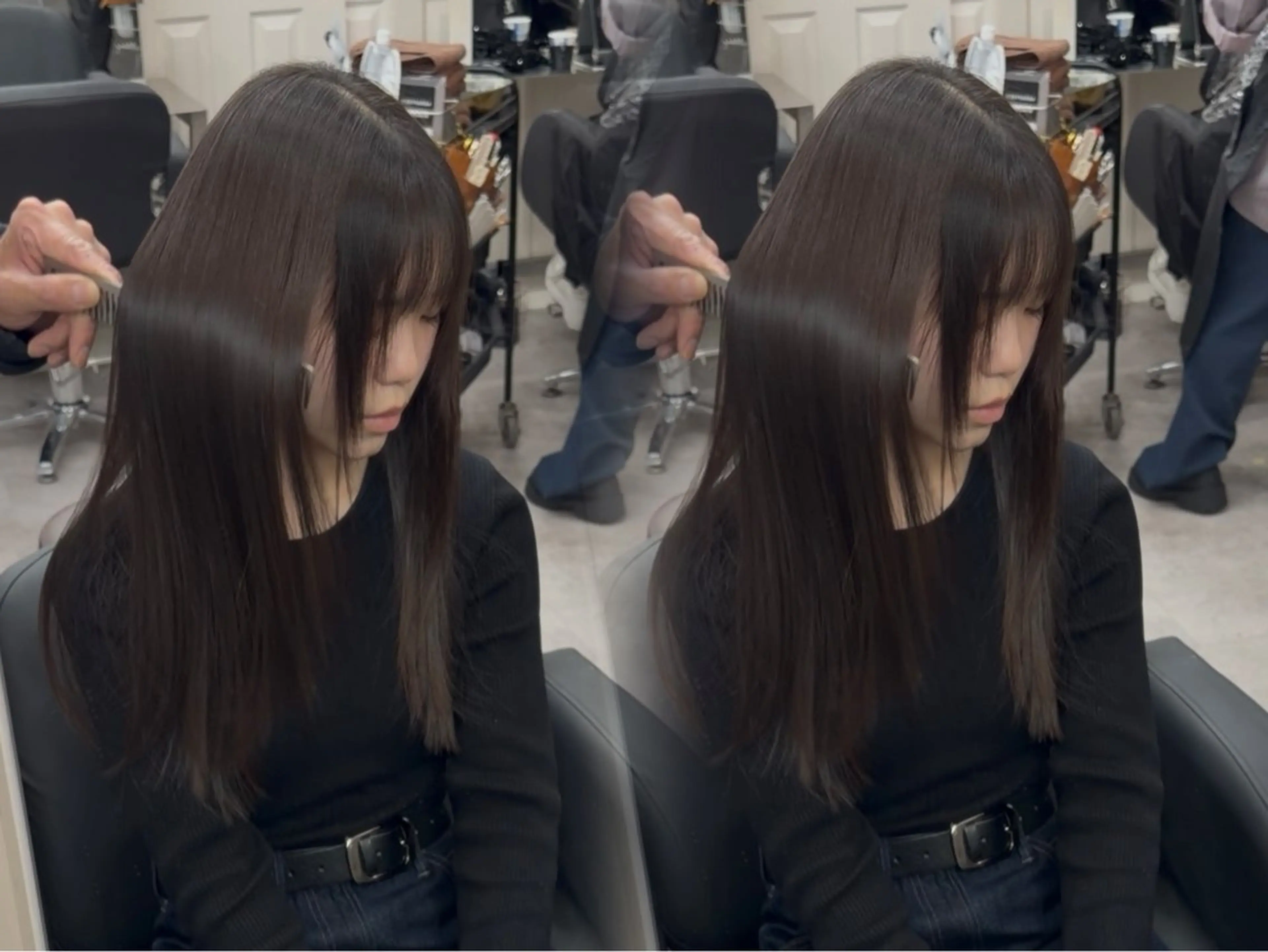 ロング 縮毛矯正 トリートメント 🫧とぅるん艶髪🫧 透明感カラー×猿渡のヘアスタイル