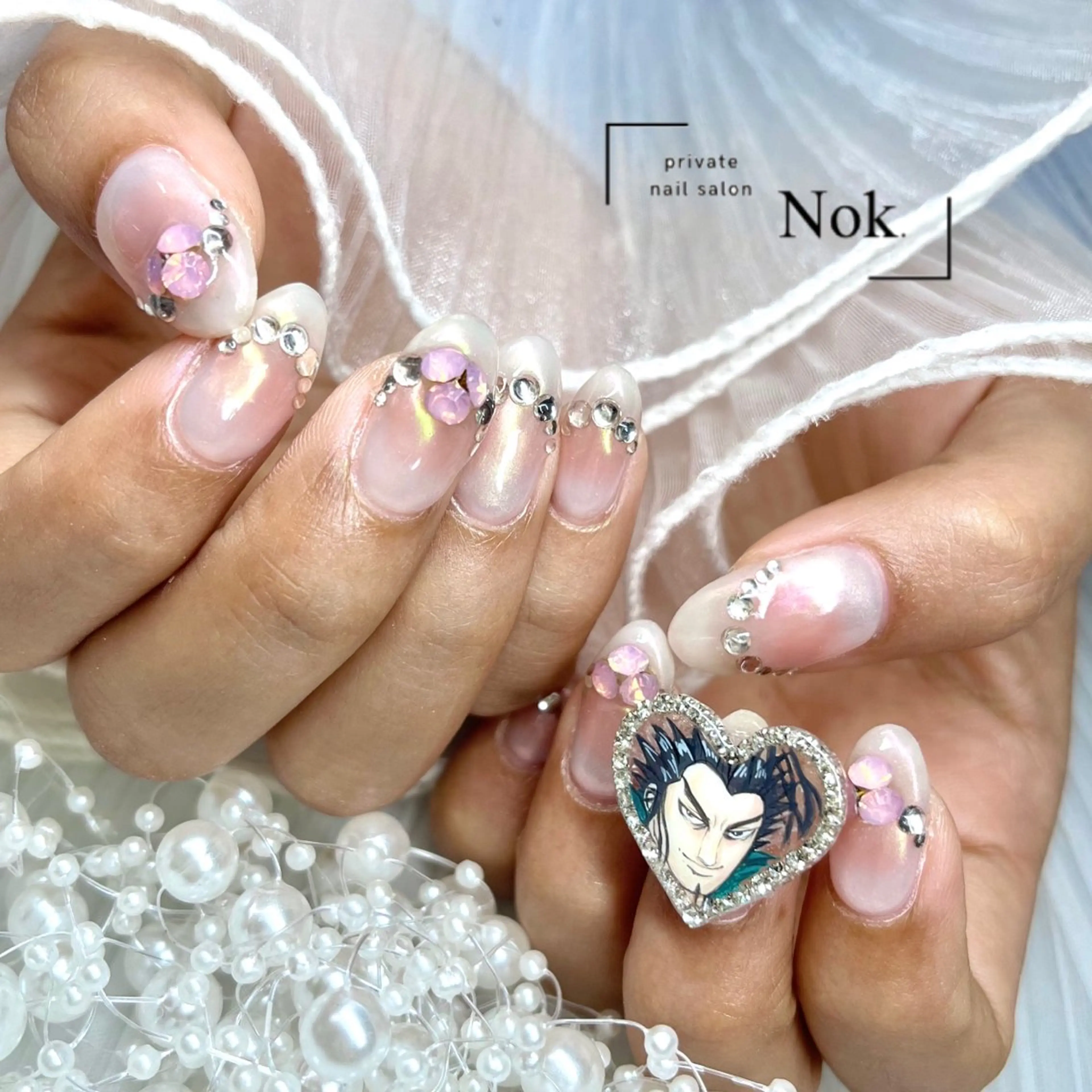 ネイル ハート ハンドネイル 池袋痛ネイル Nok. 渡辺のネイルデザイン