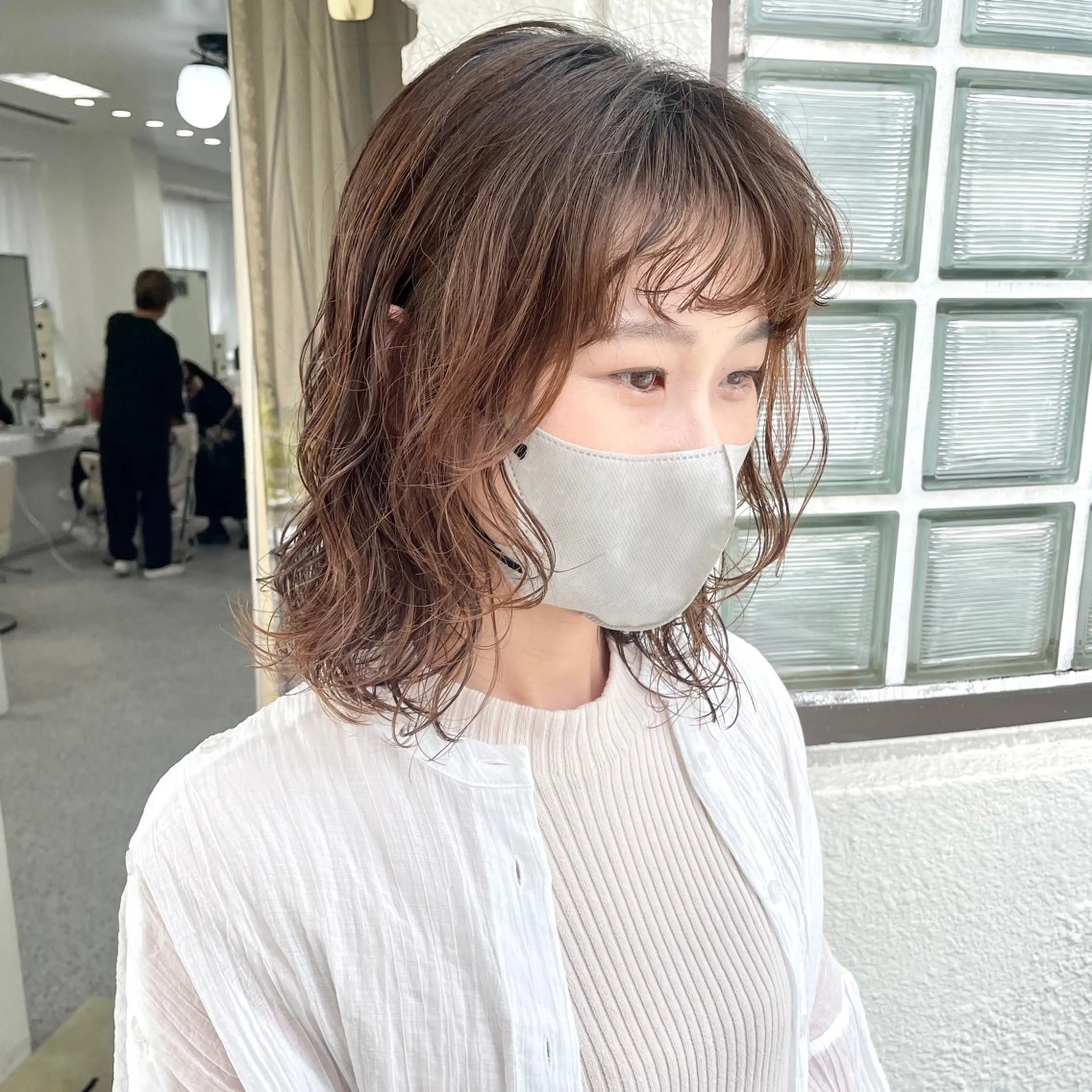 ミディアム カラー パーマ ミディアムパーマ デジタルパーマ カット パーマ YUKO/ 似合わせ韓国風パーマのヘアスタイル