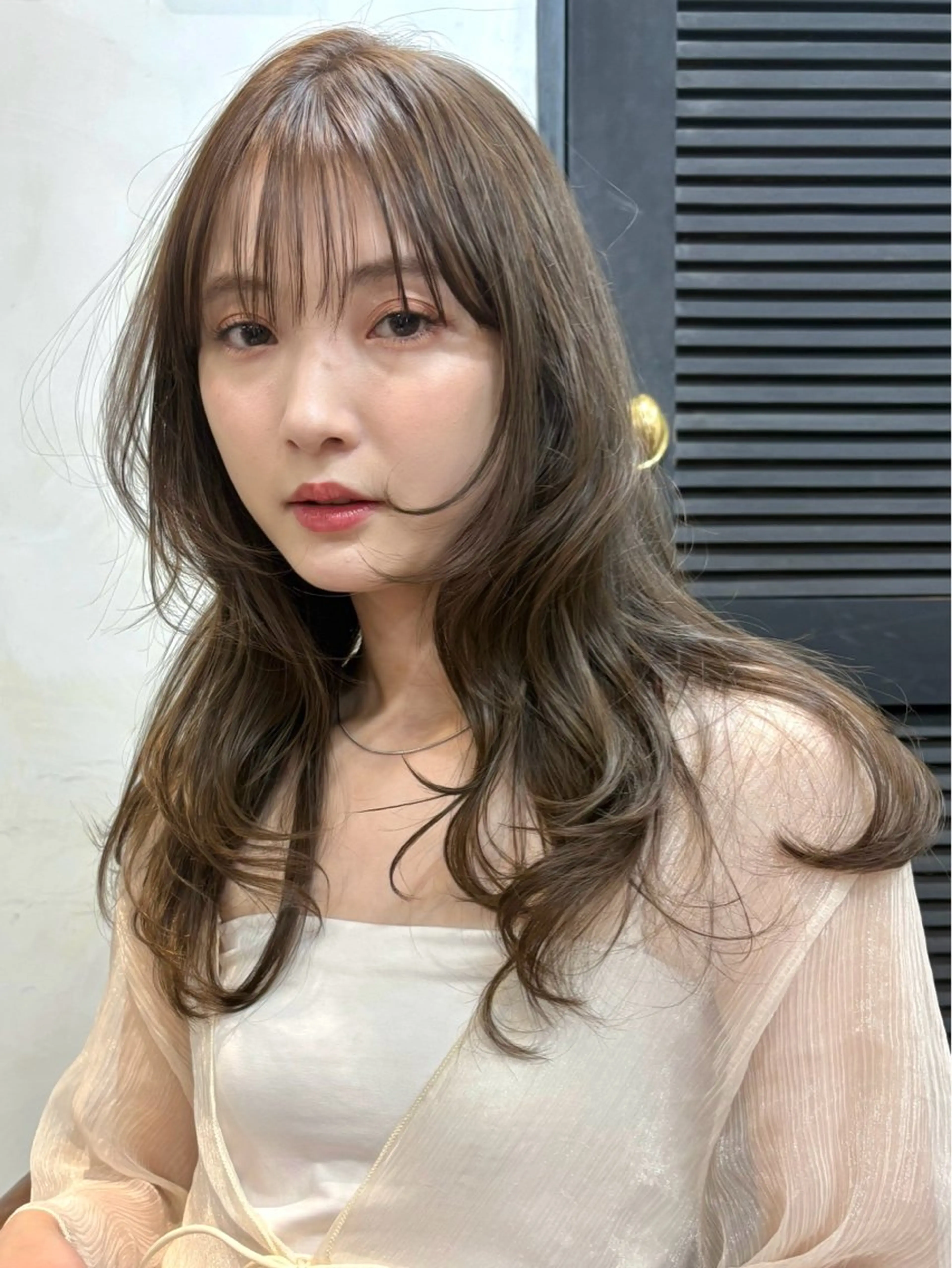 セミロング カラー パーマ カット ヘアカラー レイヤー/透明感/ ブリーチなし/わかなのヘアスタイル