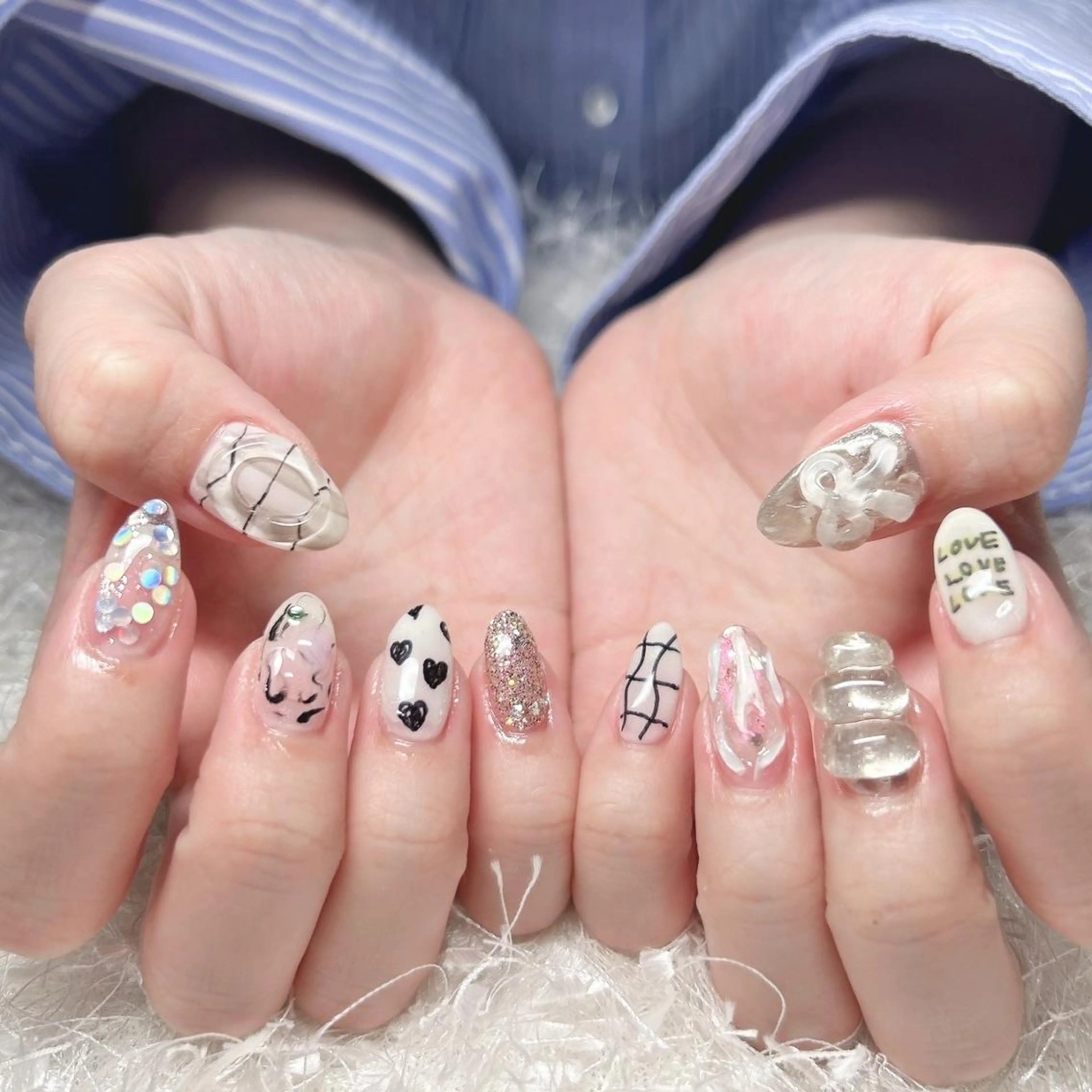 ネイル 長さ出し フレンチネイル ジェルネイル グラデーション 韓国ネイル ハンドネイル Nail&eye Belire 新宿のネイルデザイン