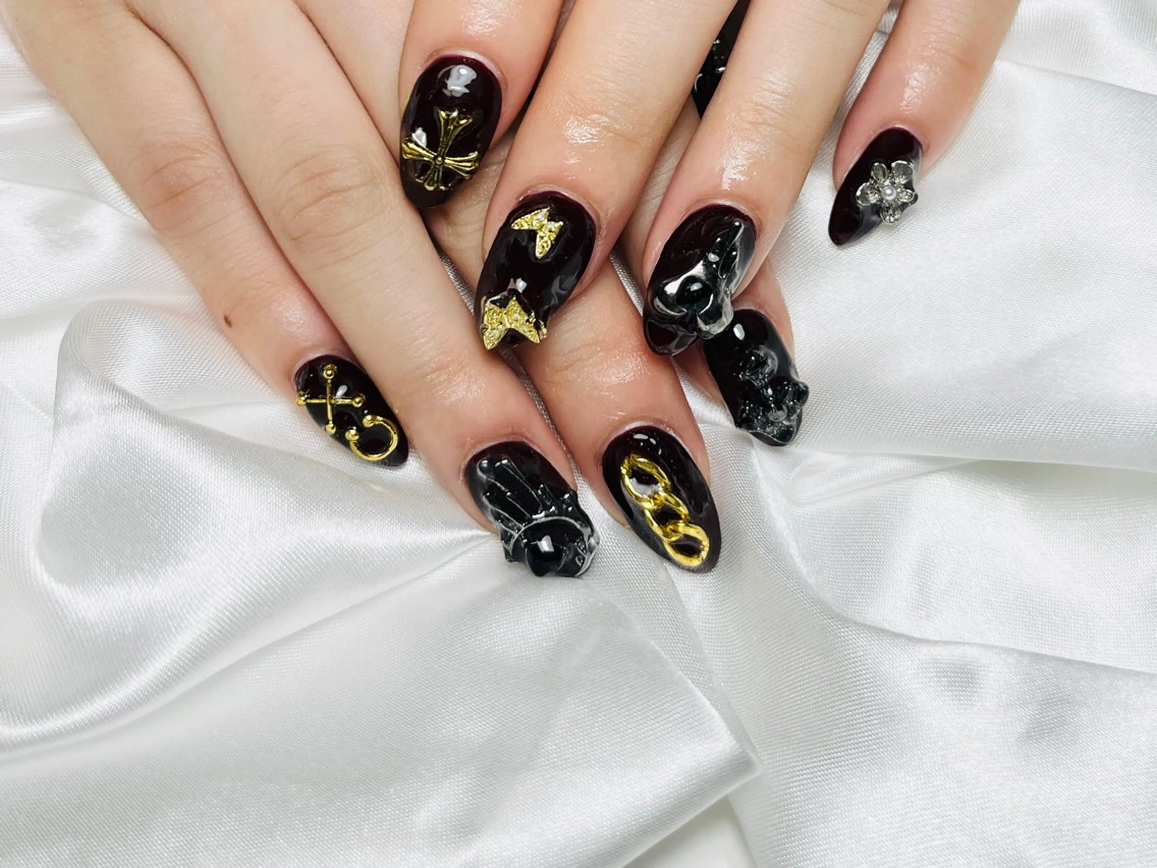 ネイル アートネイル チークネイル 長さ出し フラッシュネイル 韓国ネイル ハンドネイル Rs nail 新宿西口のネイルデザイン