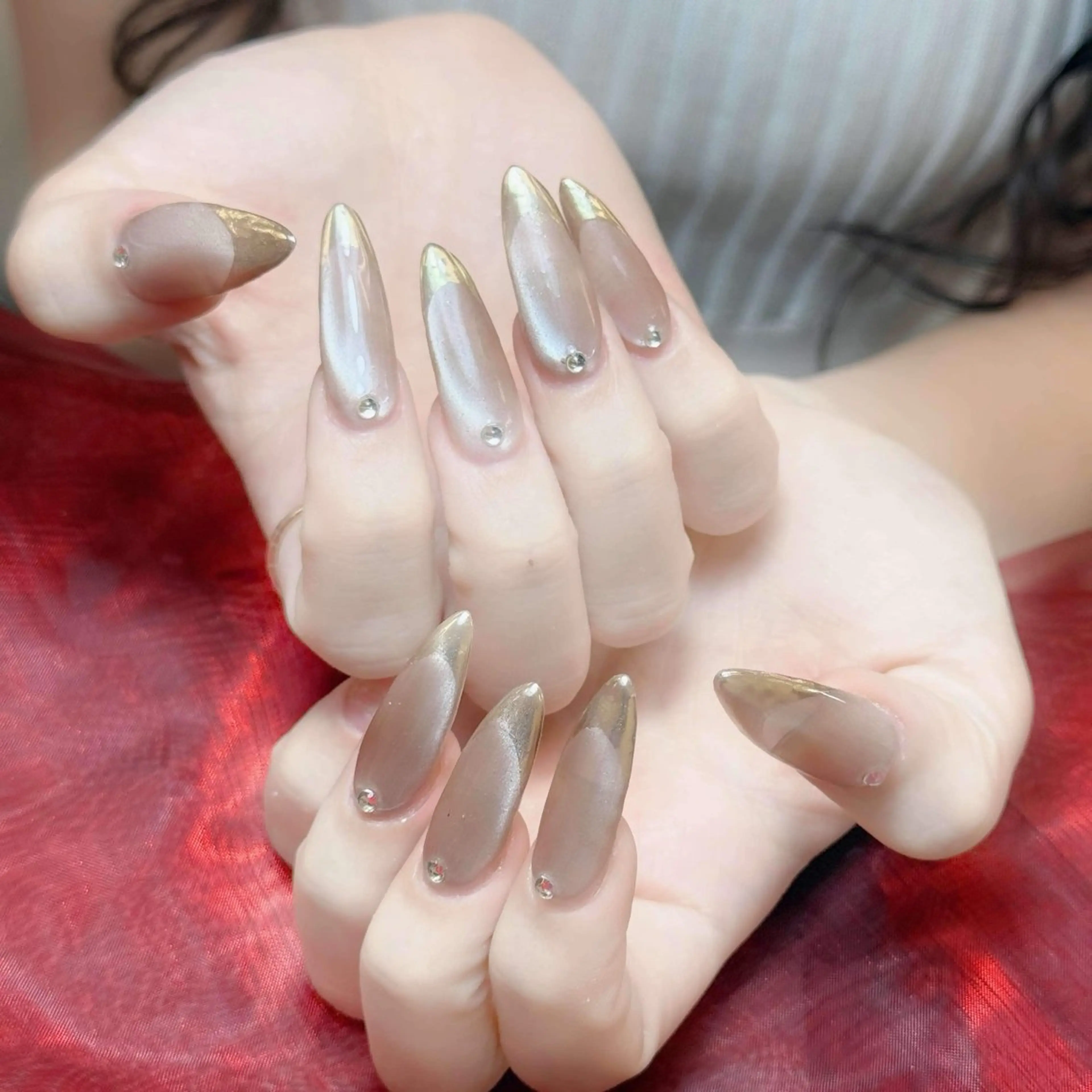 ネイル チークネイル フレンチネイル ジェルネイル ガラスフレンチ 韓国ネイル ハンドネイル ハンドケア Anh Nail 歌舞伎町のネイルデザイン