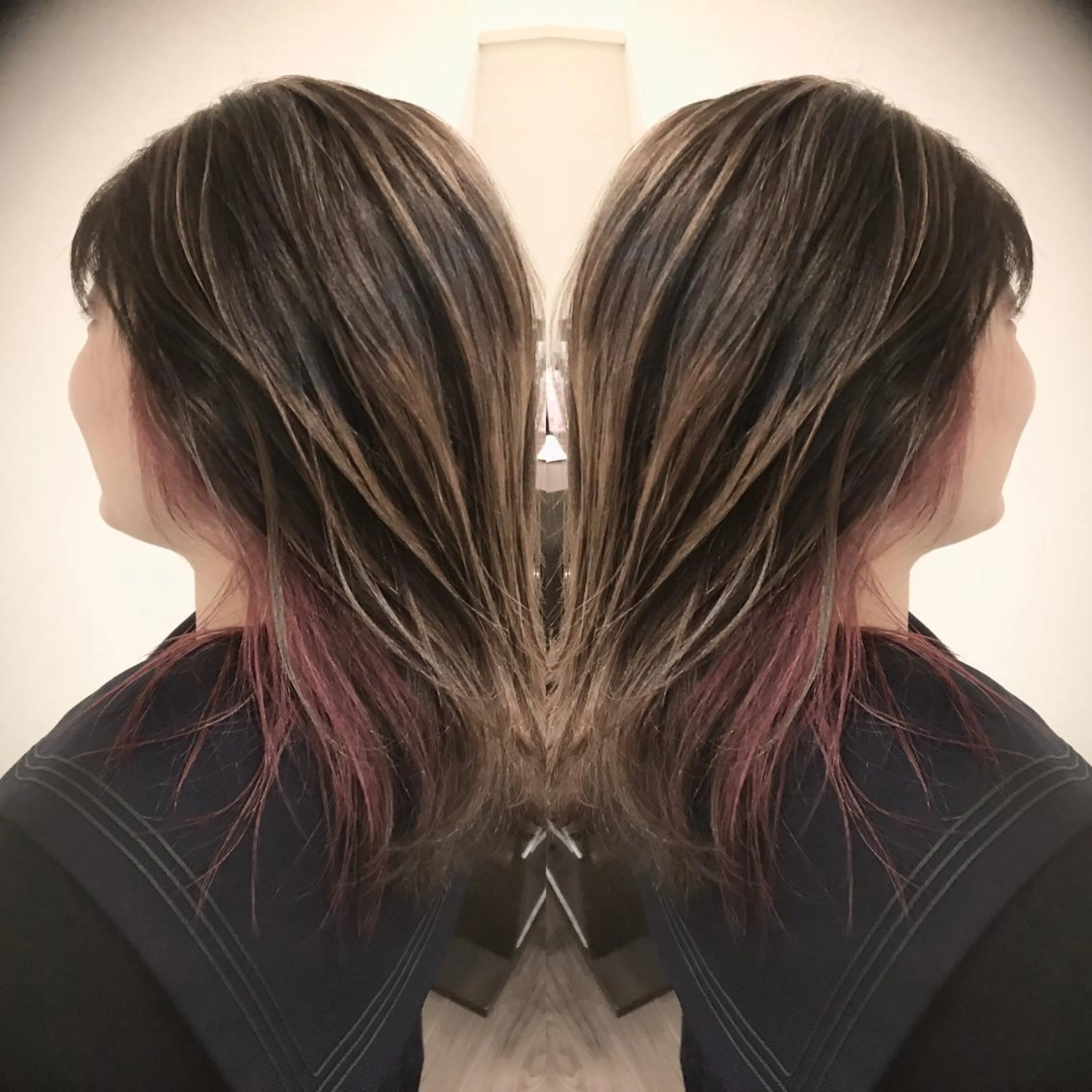 ミディアム カラー バレイヤージュ インナーカラー レイヤーカット Hair make VERDA所属・VERDA KENのヘアスタイル