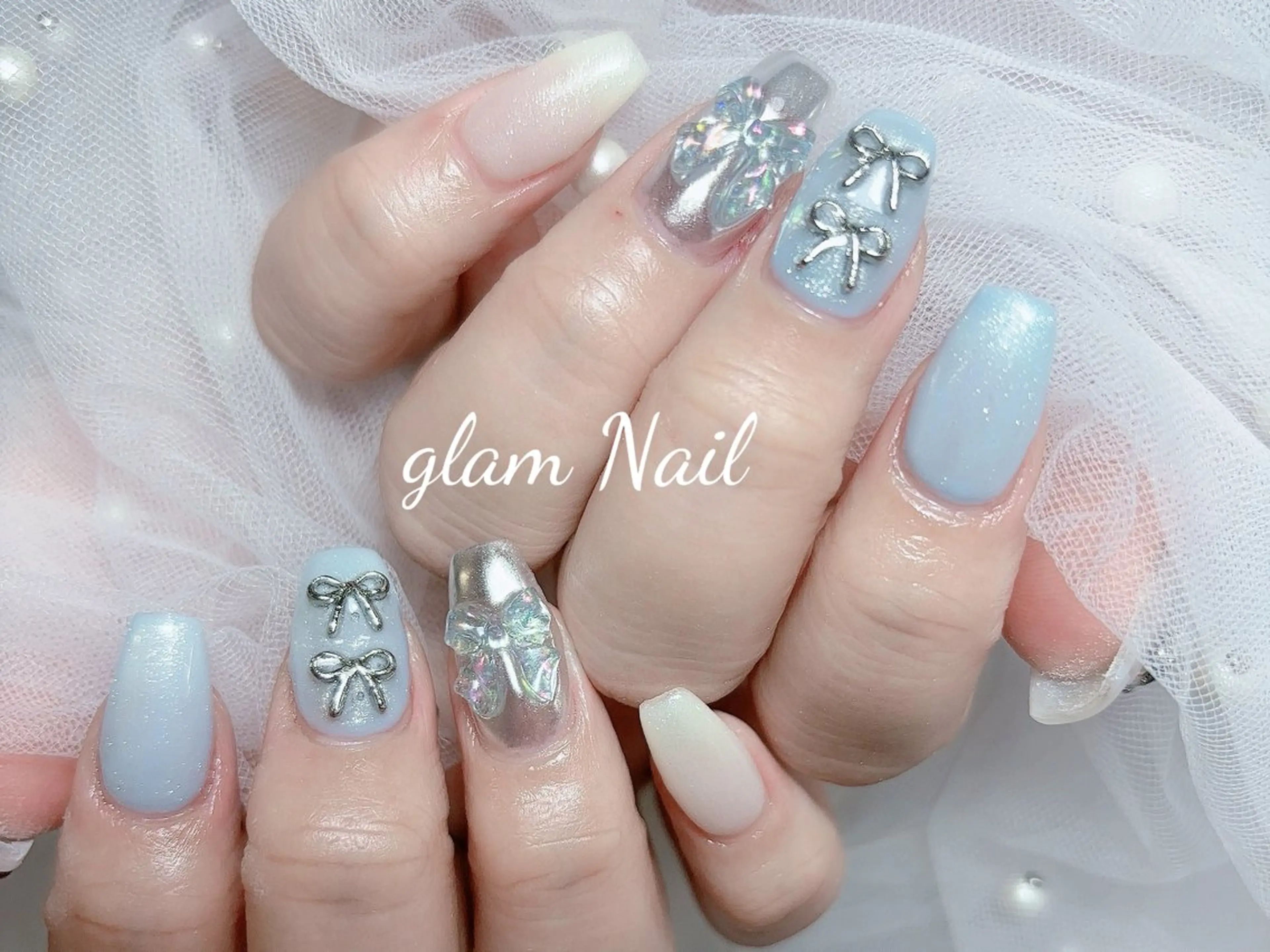 ネイル エツメ💅 長さだし🎀デザインのネイルデザイン