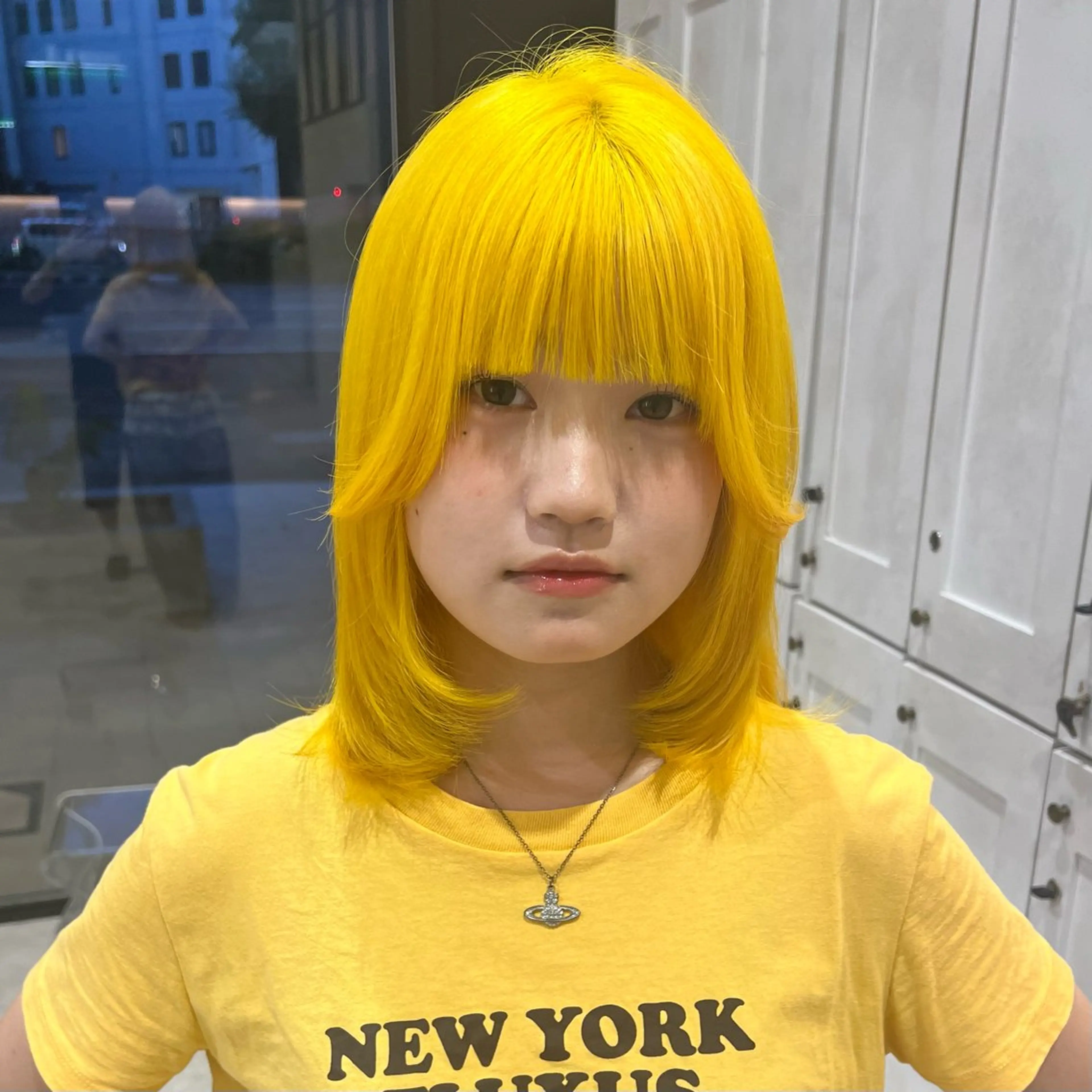 ミディアム カラー 落ちる黒/ 黒染め剥がしYUYAのヘアスタイル