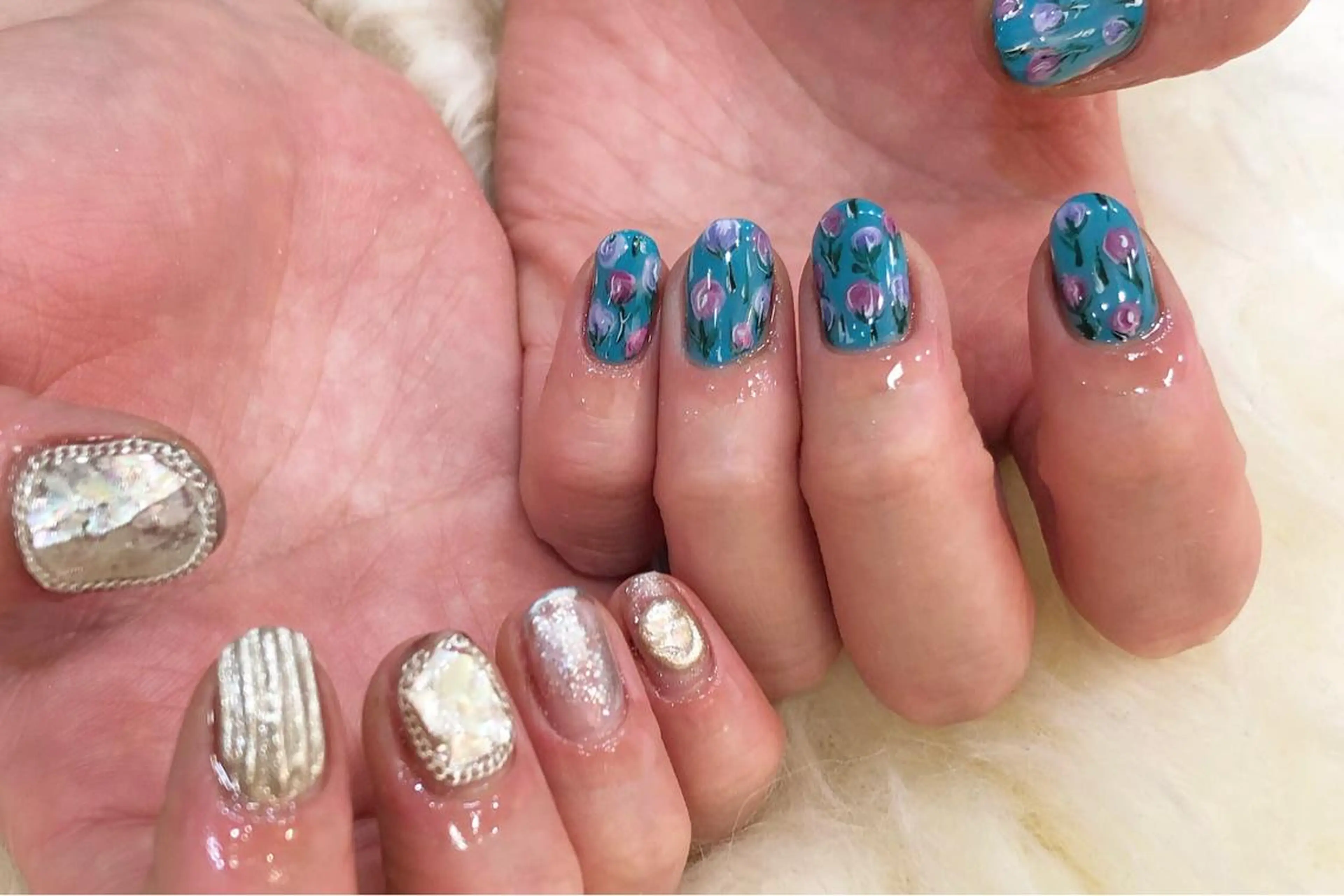 ネイル アートネイル フラワーネイル ミラーネイル ニュアンスネイル ハンドネイル ëmma nail_ by chulaのネイルデザイン