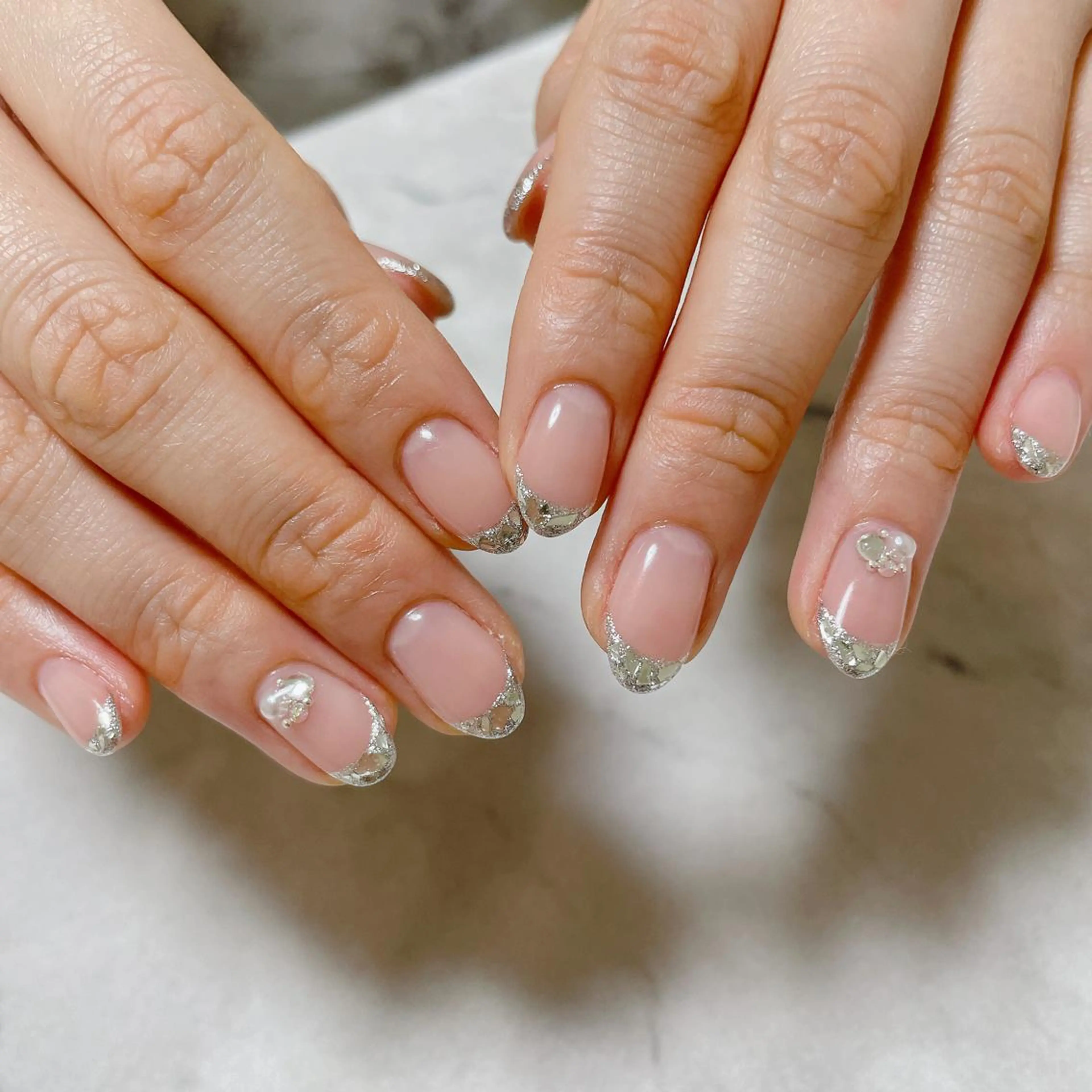 ネイル フレンチネイル ガラスフレンチ ハンドネイル Jeremy ♡ HARUKAのネイルデザイン