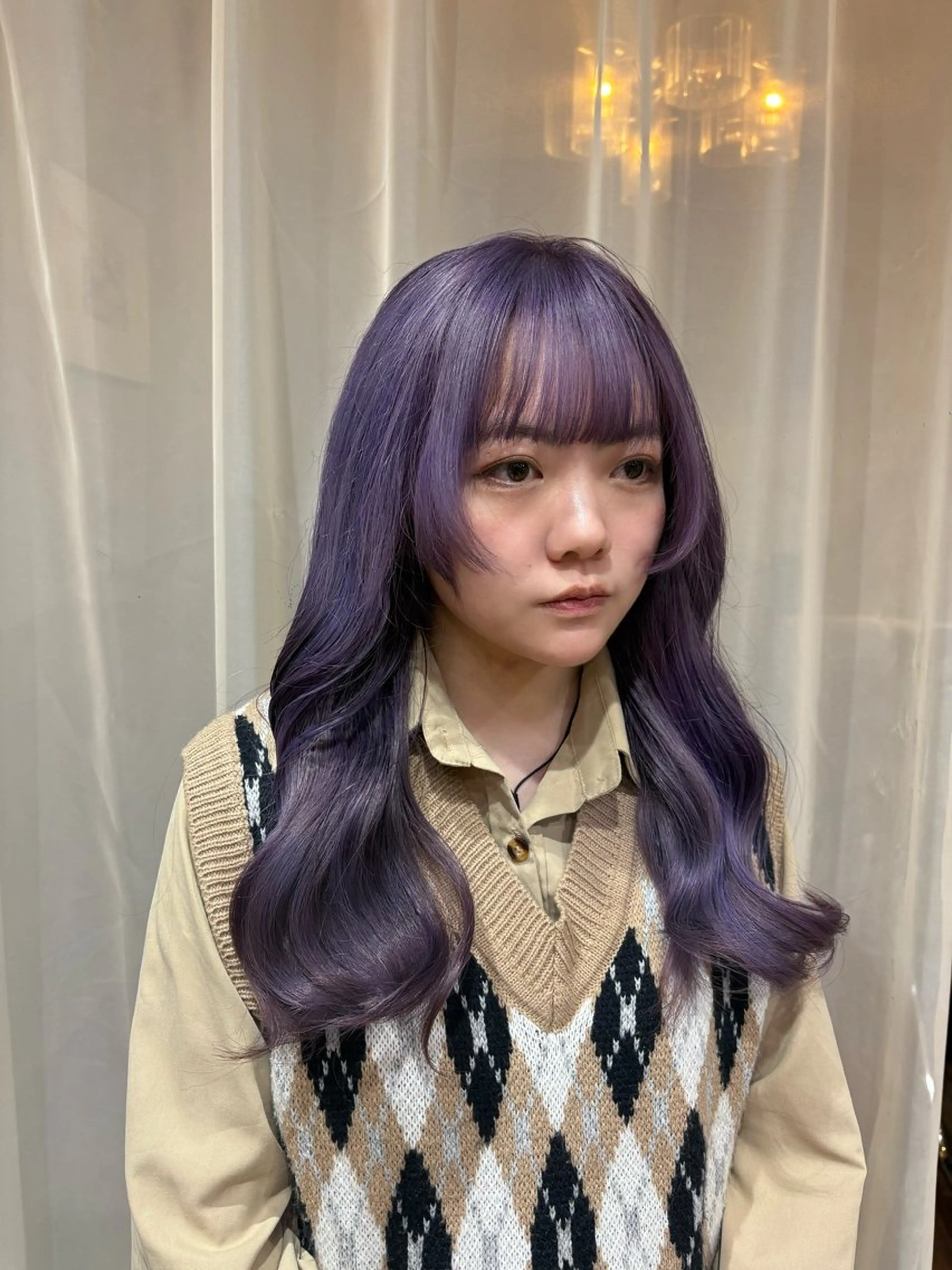 ロング カラー ラベンダーカラー ヘアカラー 佐伯 美麗のヘアスタイル