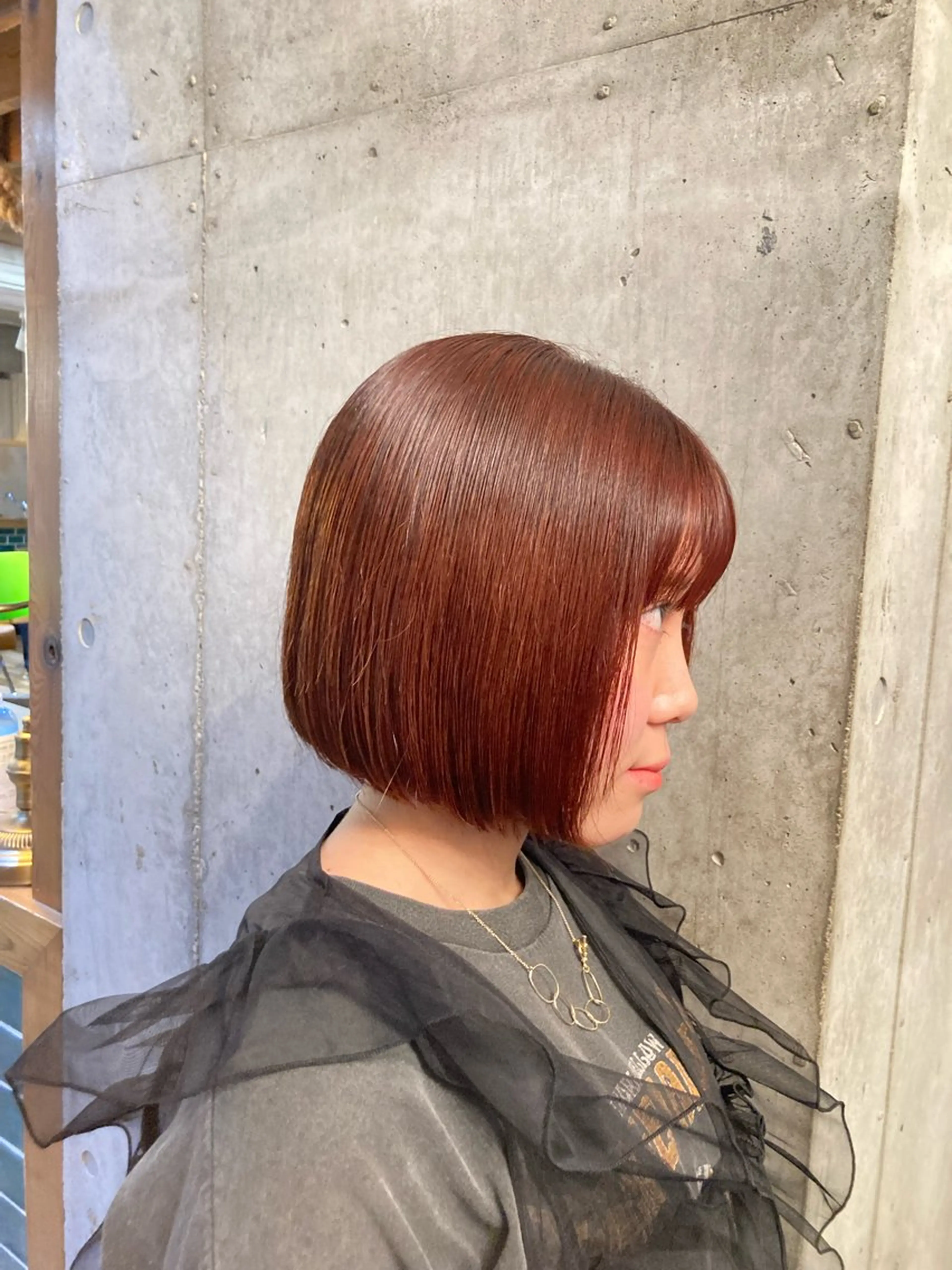 ミディアム カラー ブリーチ ブラウンカラー ブリーチなしカラー オレンジ オレンジブラウン カット ヘアカラー 横浜美容室／暖色系 michika🌹のヘアスタイル