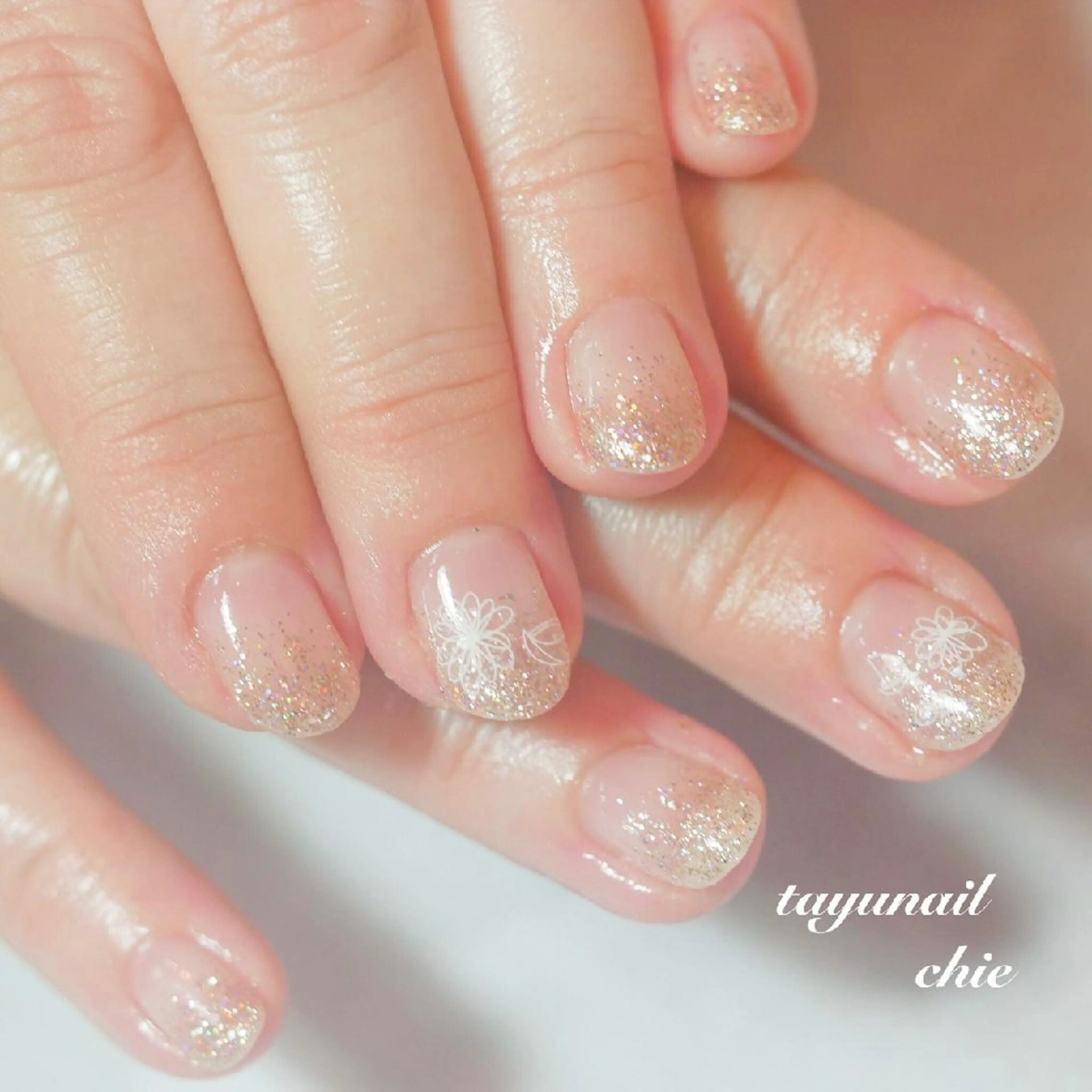 ネイル アートネイル ブルー クリアネイル フラワーネイル ジェルネイル ネイルサロン 【たゆnail】のネイルデザイン
