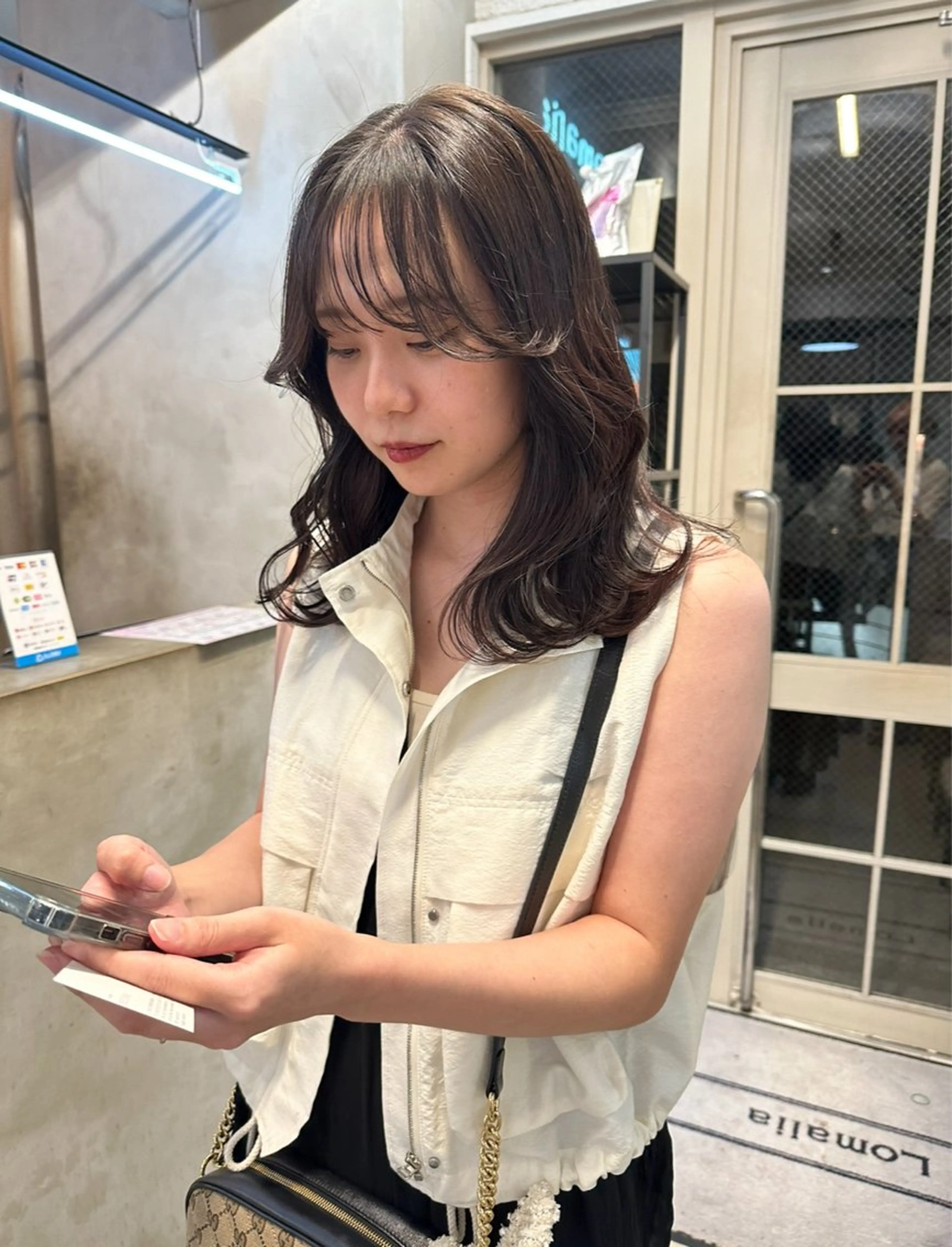 セミロング カラー ブリーチ ハイトーンカラー ブリーチなしカラー ボブ カット ヘアカラー トリートメント REINA☁️透明感 カラー/ぷつっと♡のヘアスタイル