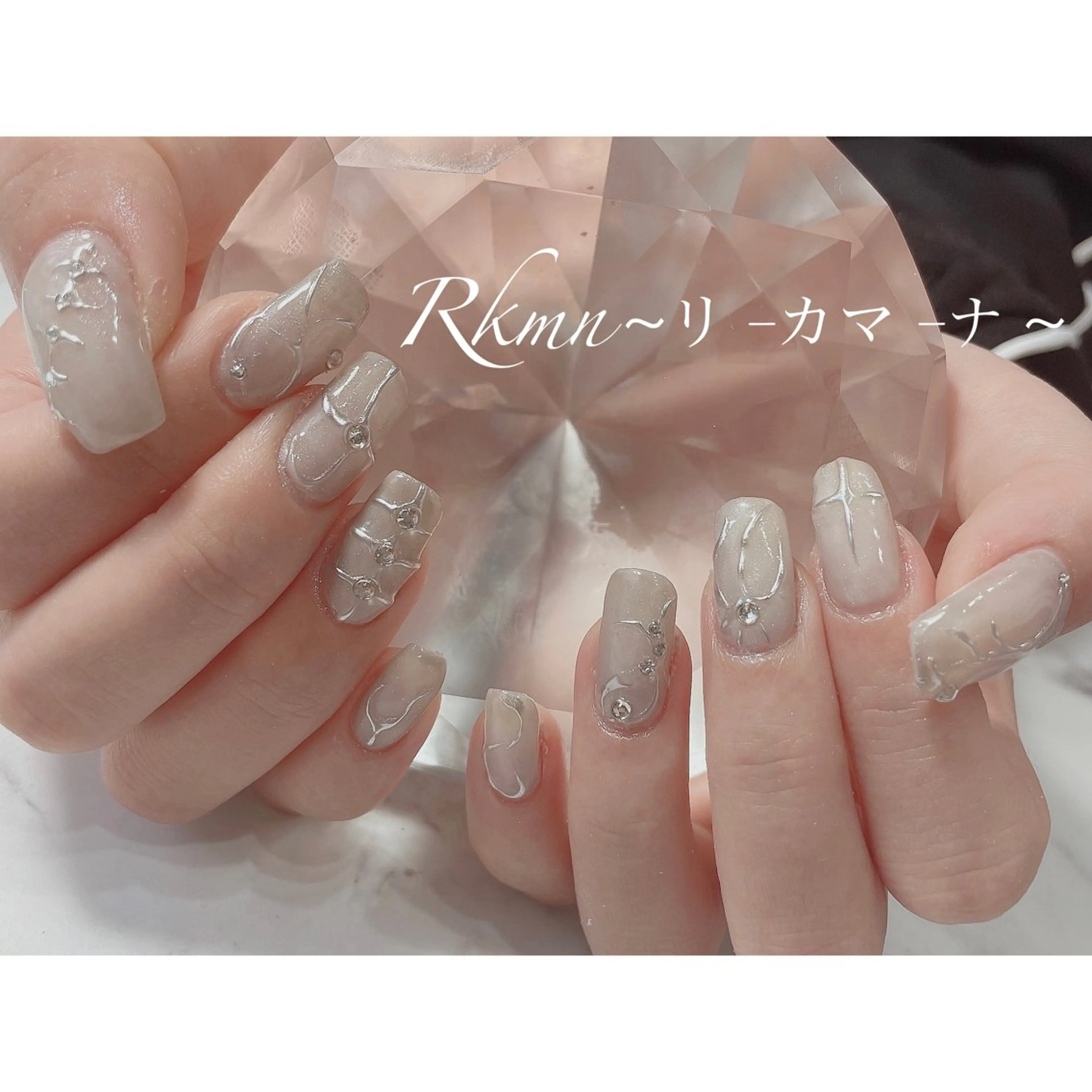 ネイル アートネイル ミラーネイル シルバー 春ネイル ハンドネイル フットネイル ハンドケア Rkmn ~リ-カマ-ナ~のネイルデザイン